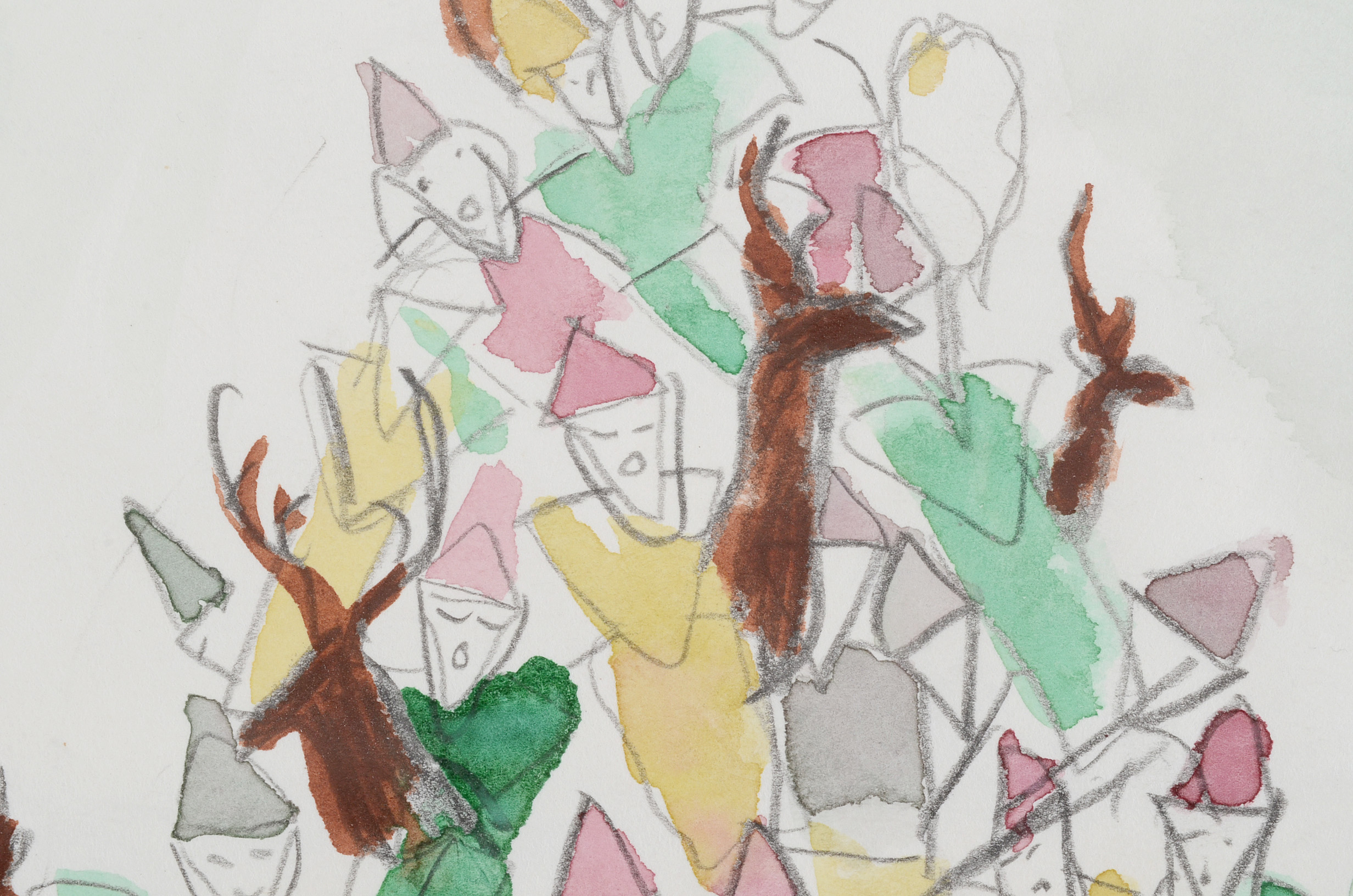 Two Joel Otterson Original 1996 Watercolor Sketches from Series "10 Studies for Sculpture"