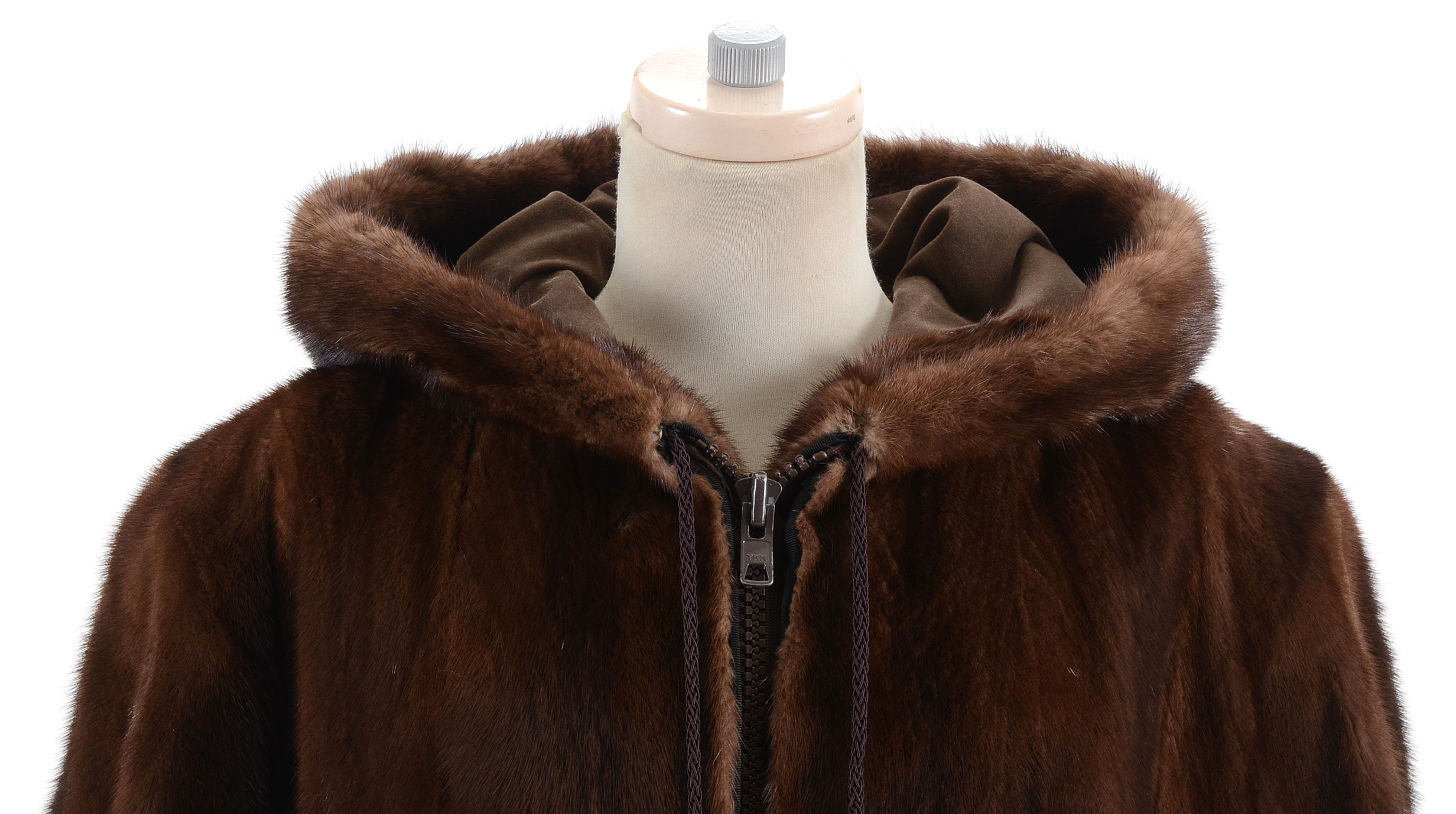 Fettner Friedman Furs Chocolate Mink Fur Hooded Coat