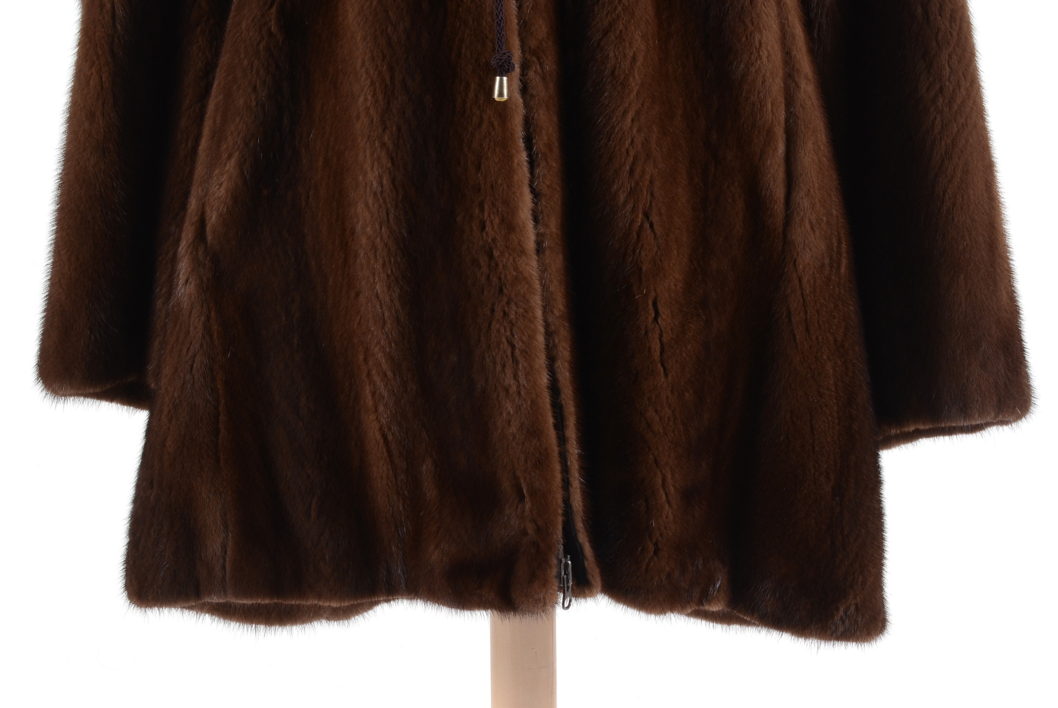 Fettner Friedman Furs Chocolate Mink Fur Hooded Coat