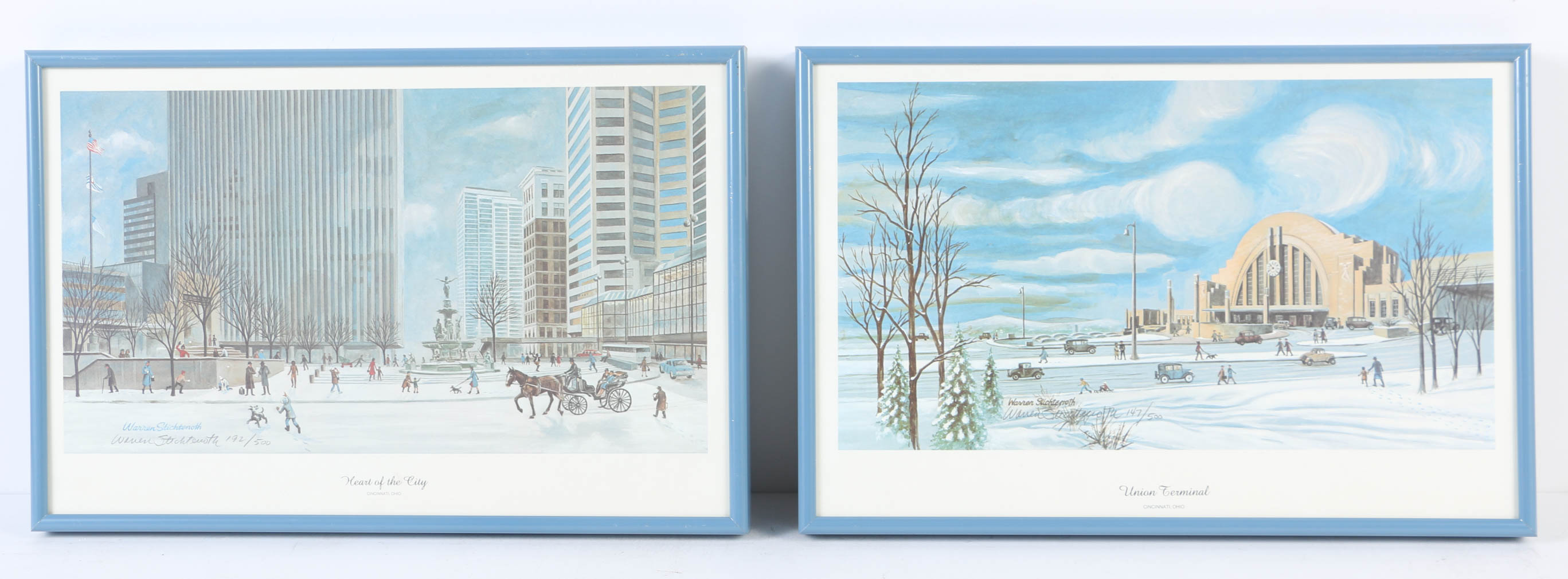 Warren Stichtenoth Pair of Limited Edition Offset Lithographs of Cincinnati Landmarks