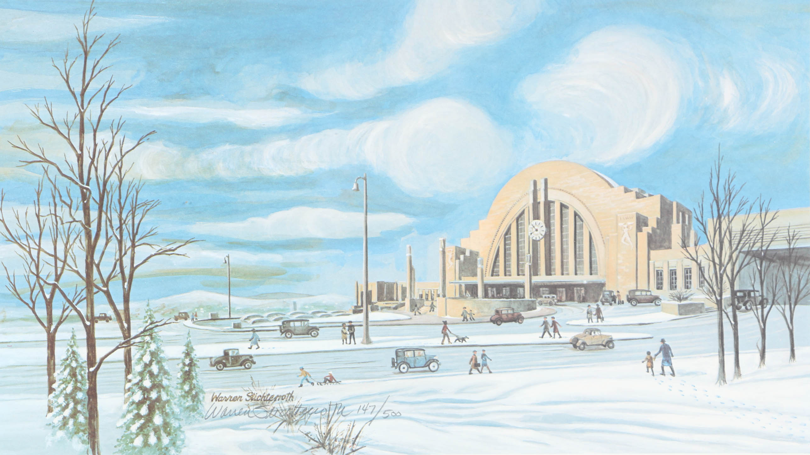 Warren Stichtenoth Pair of Limited Edition Offset Lithographs of Cincinnati Landmarks