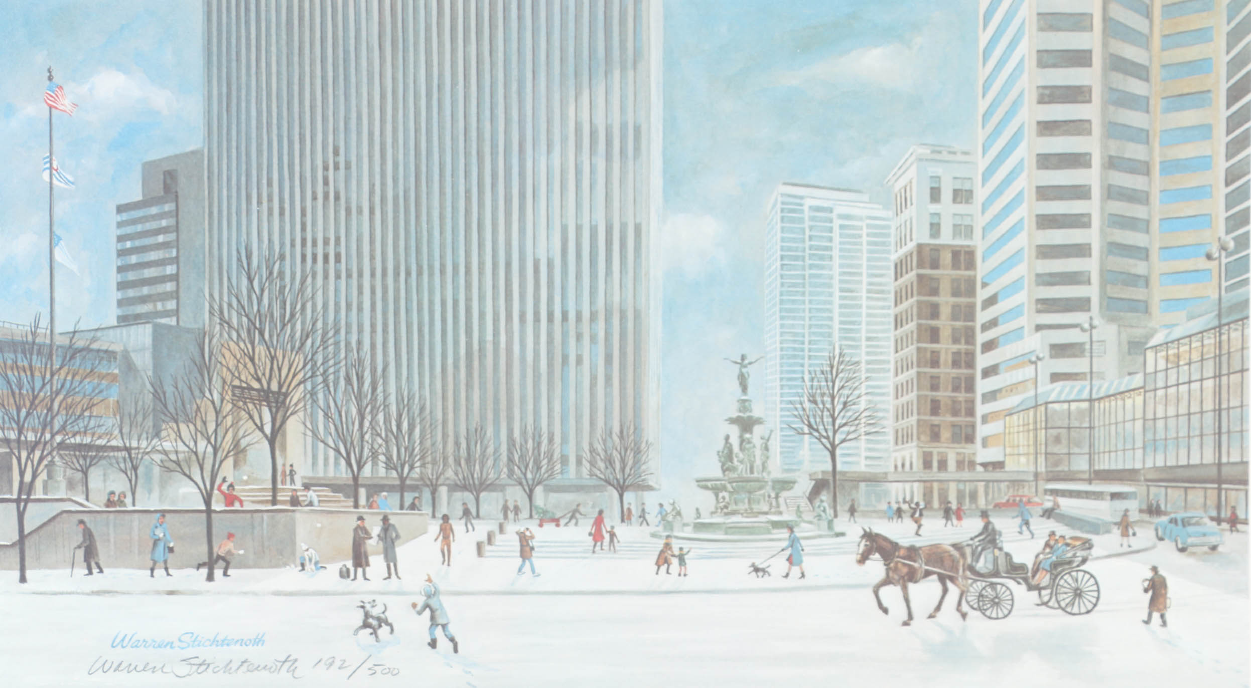 Warren Stichtenoth Pair of Limited Edition Offset Lithographs of Cincinnati Landmarks