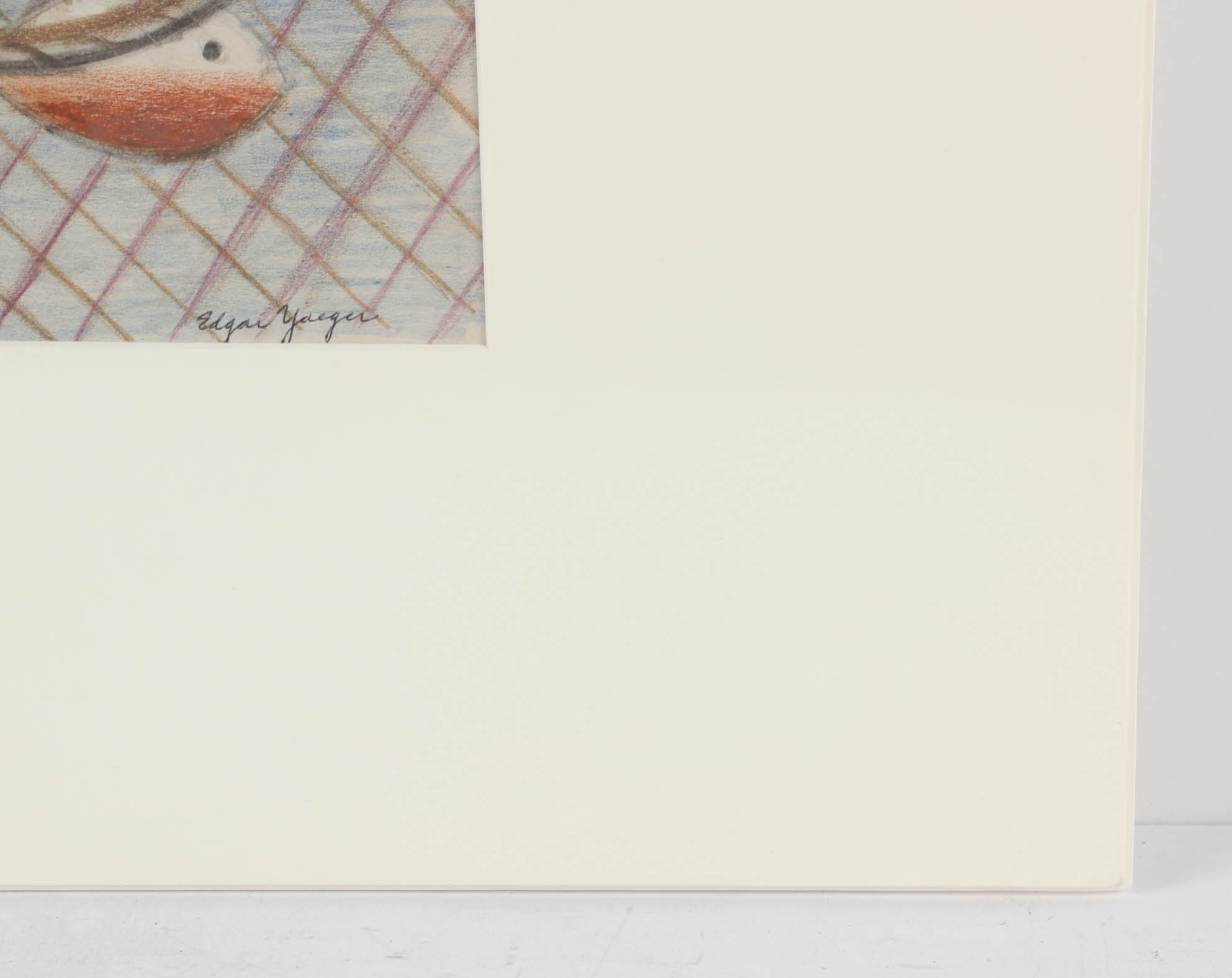 Edgar Yaeger Pastel Drawing on Paper of Fish and Anchor