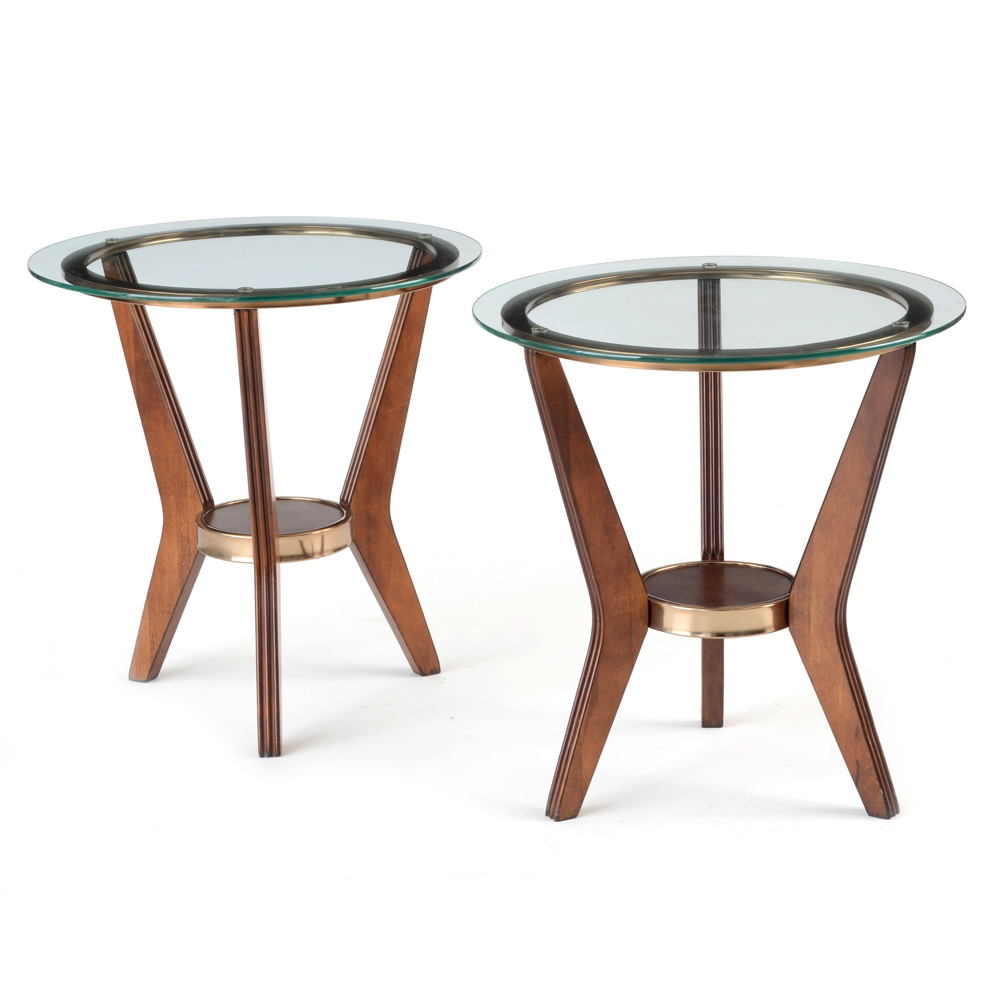 Pair of Modern Style Glass Top Side Tables
