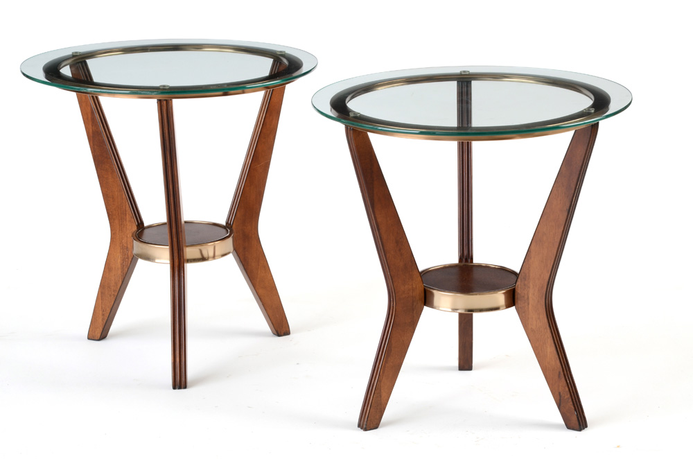 Pair of Modern Style Glass Top Side Tables
