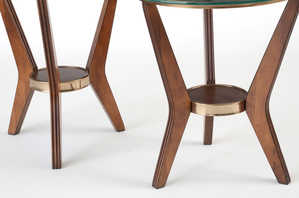 Pair of Modern Style Glass Top Side Tables