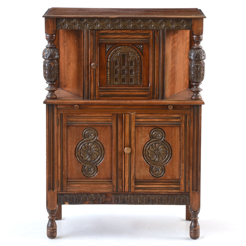 1920s Jacobean Style Bar Cabinet