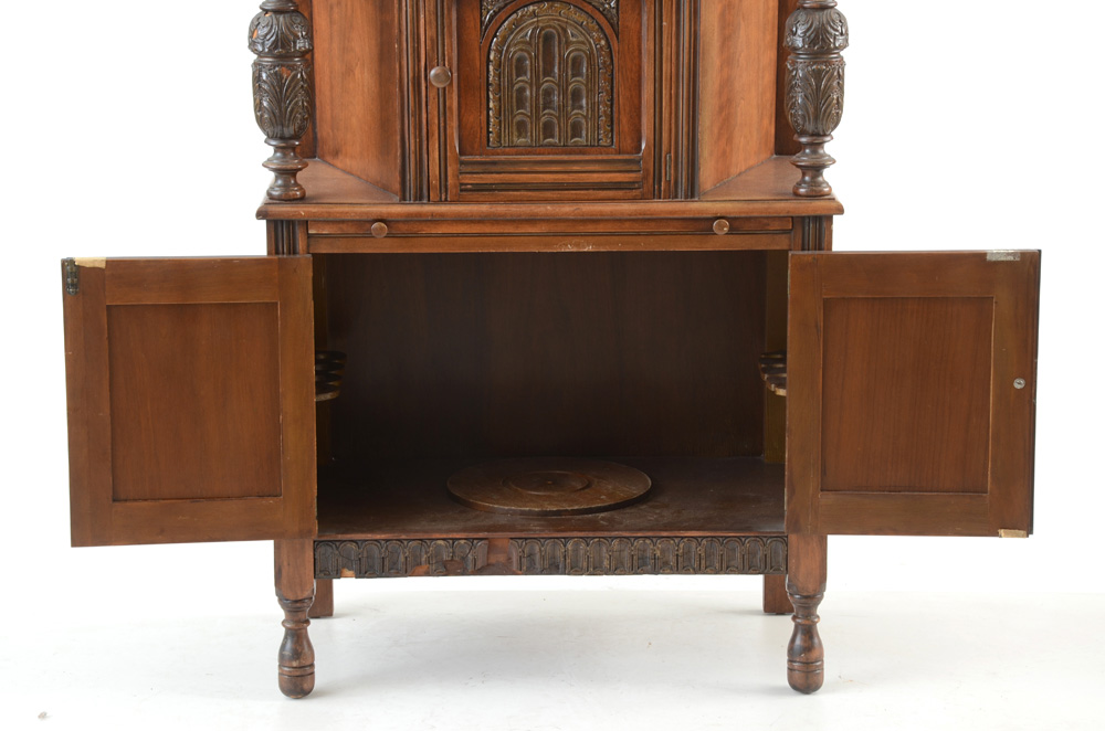 1920s Jacobean Style Bar Cabinet