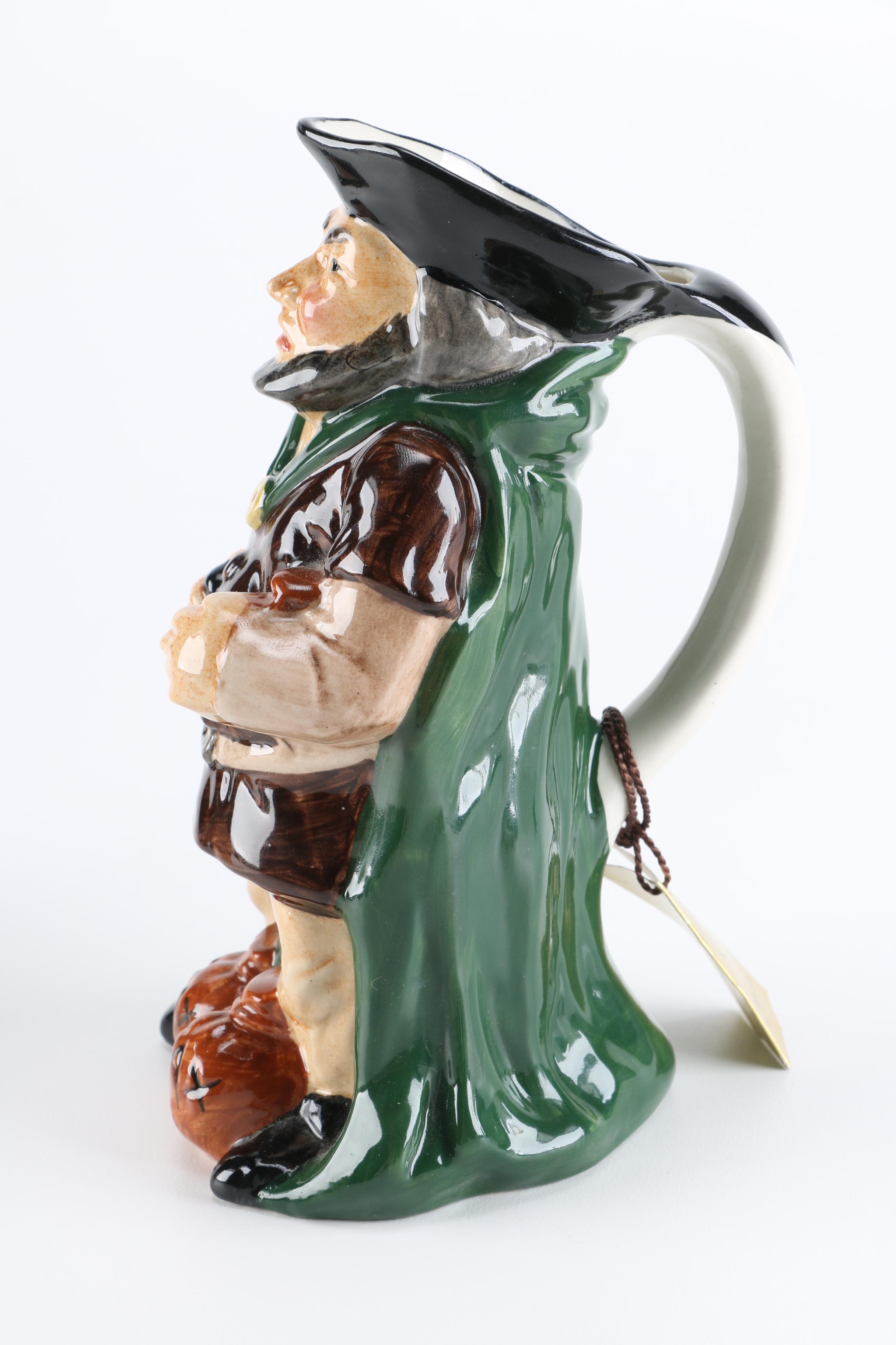 "Sheriff" and "Robin Hood" Hand-Painted Pottery Mugs