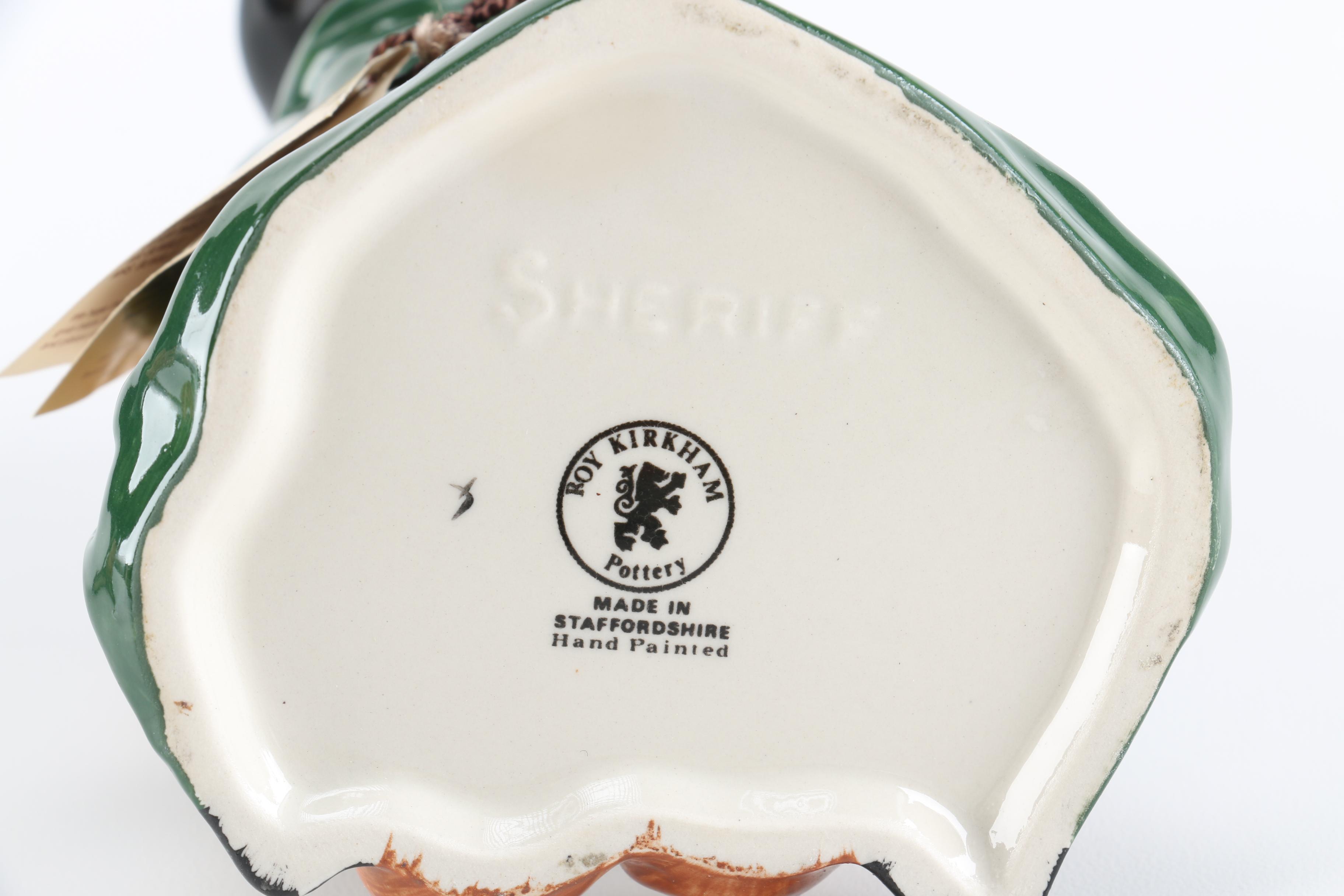 "Sheriff" and "Robin Hood" Hand-Painted Pottery Mugs