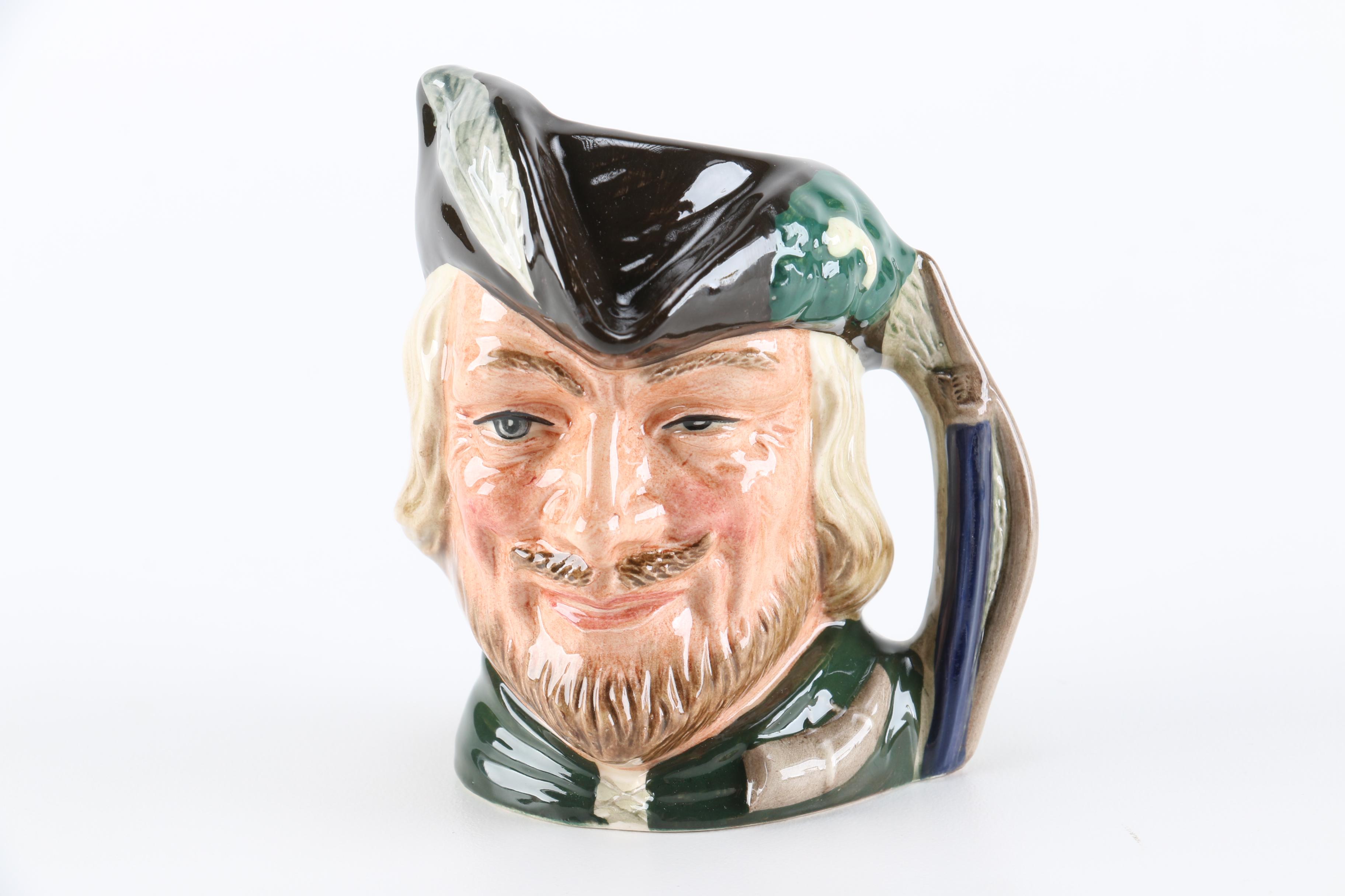 "Sheriff" and "Robin Hood" Hand-Painted Pottery Mugs