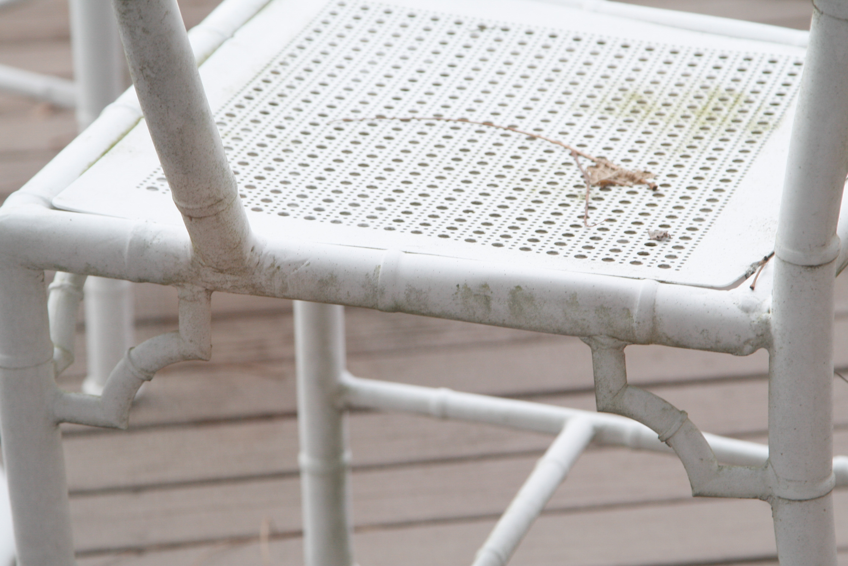 White Metal Bamboo Outdoor Patio Dining Set