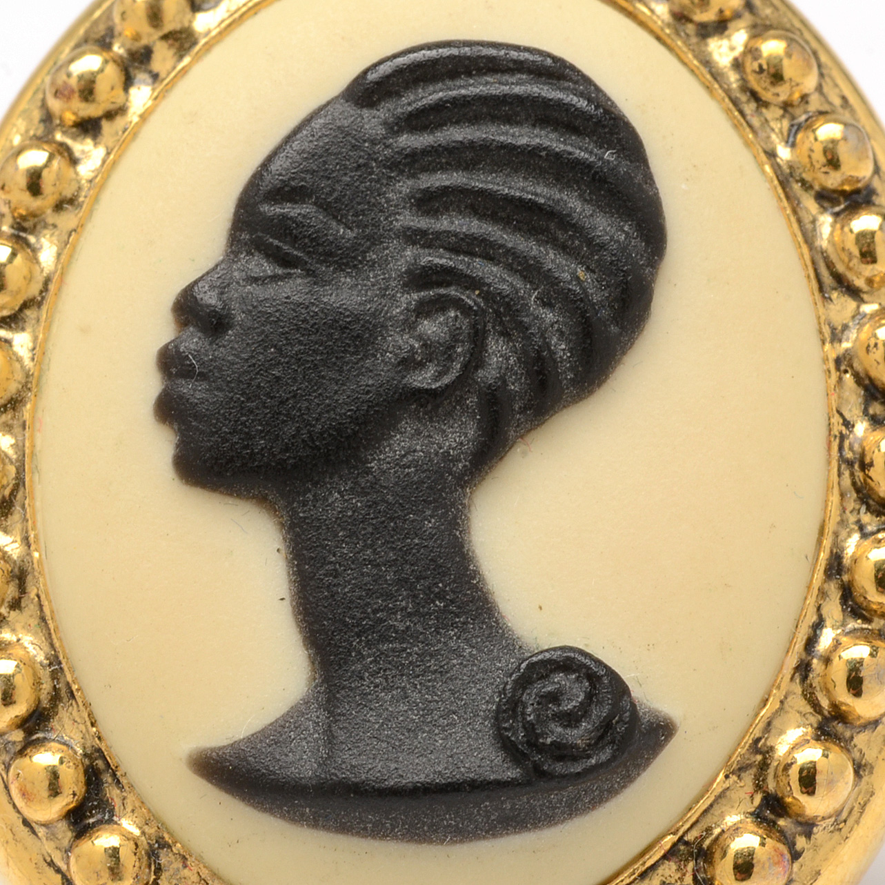 Coreen Simpson Signed "Black Cameo" Costume Brooch