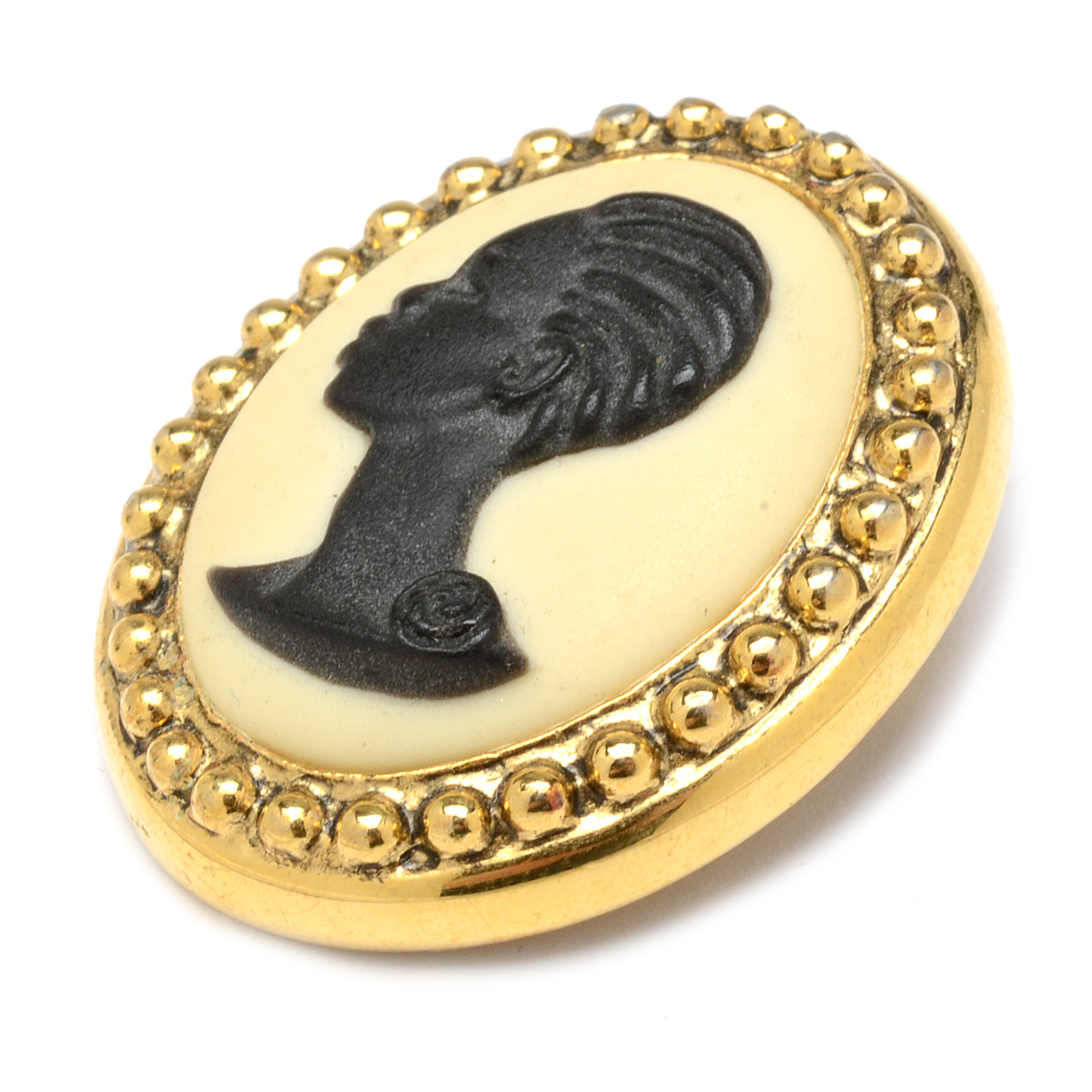 Coreen Simpson Signed "Black Cameo" Costume Brooch