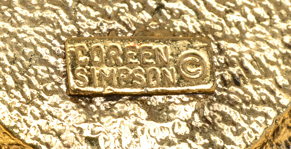 Coreen Simpson Signed "Black Cameo" Costume Brooch