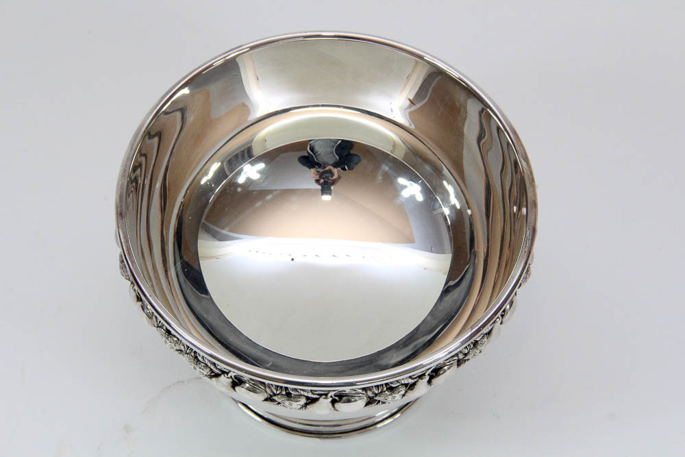 Silver Plate Caviar Server With Cut Crystal Bowl