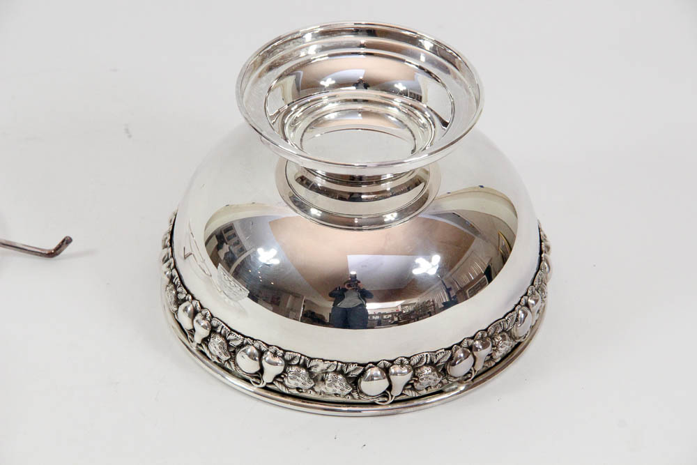 Silver Plate Caviar Server With Cut Crystal Bowl