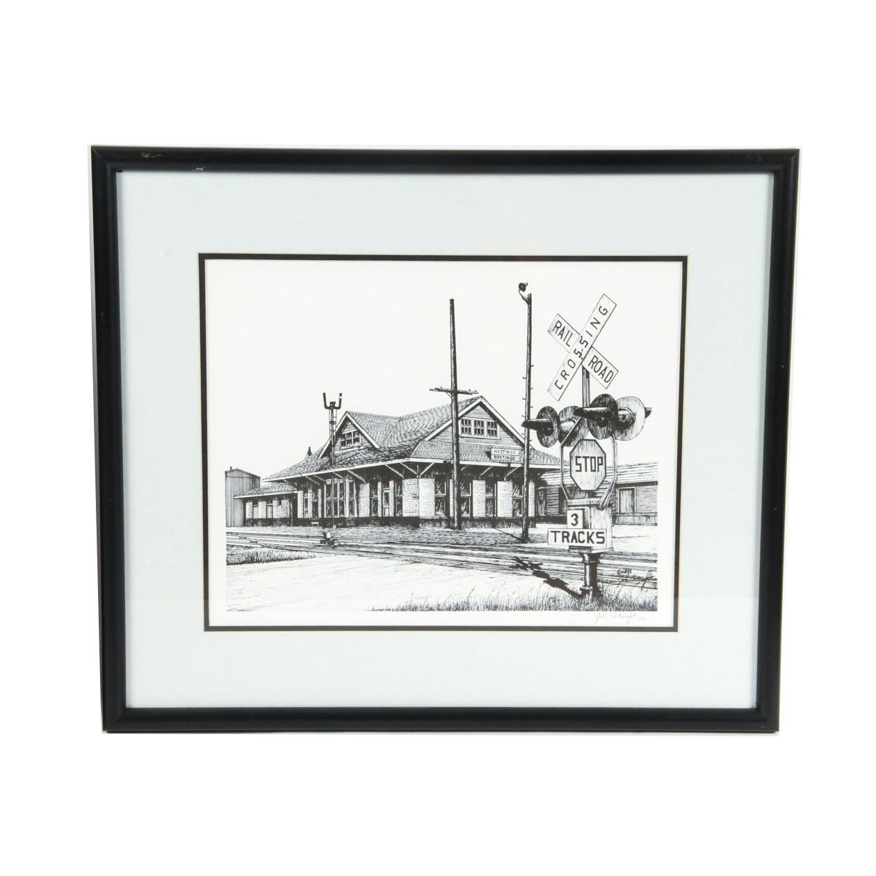 John Cartwright Signed Railroad Crossing Print