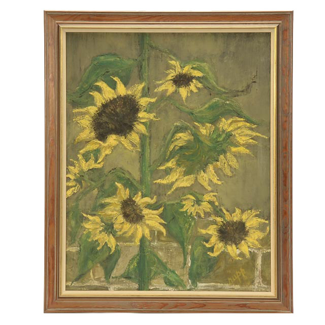 Cora Rupp Original 1969 Acrylic Painting "Sunflowers"