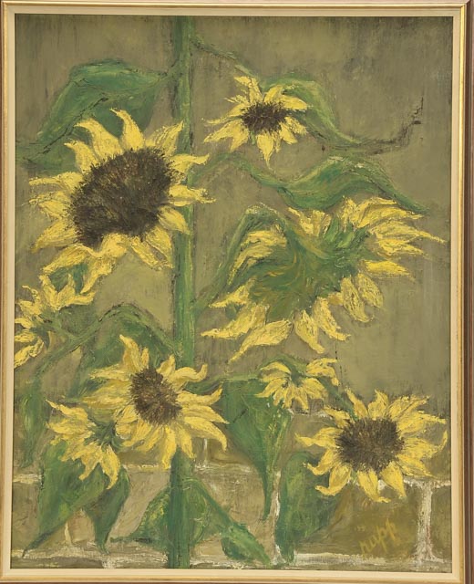 Cora Rupp Original 1969 Acrylic Painting "Sunflowers"