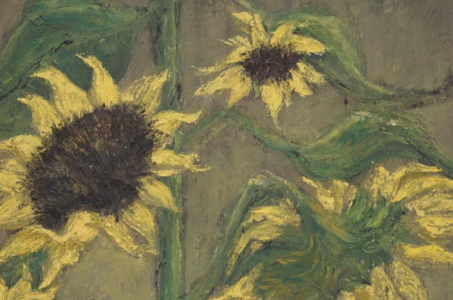 Cora Rupp Original 1969 Acrylic Painting "Sunflowers"