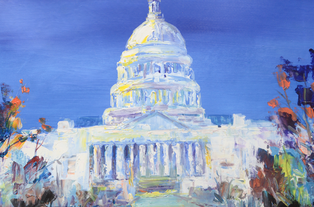 Original Oil on Canvas Painting of US Capitol Building