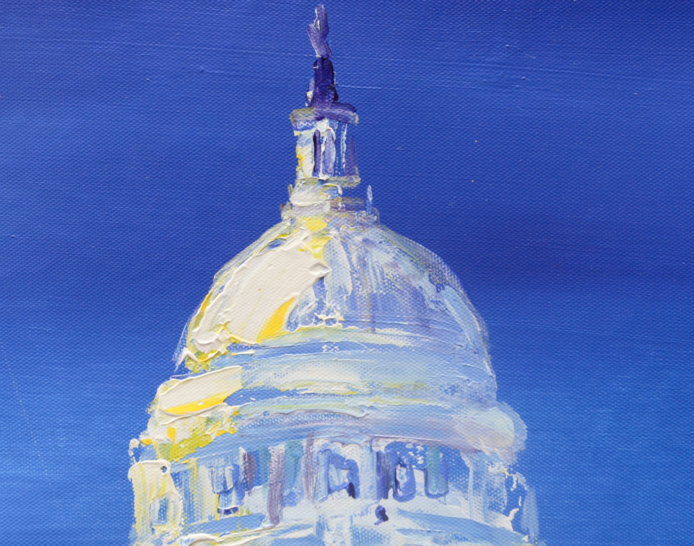 Original Oil on Canvas Painting of US Capitol Building