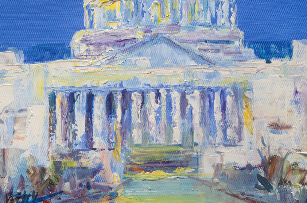 Original Oil on Canvas Painting of US Capitol Building