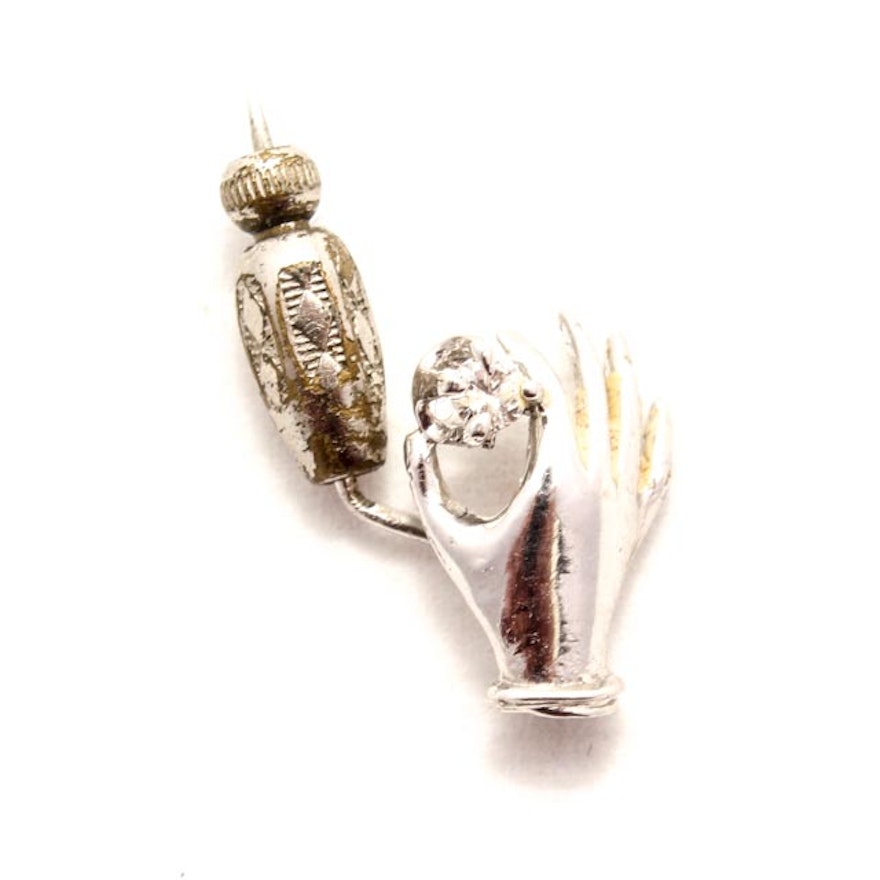 14K Victorian Diamond Hand Lapel Pin