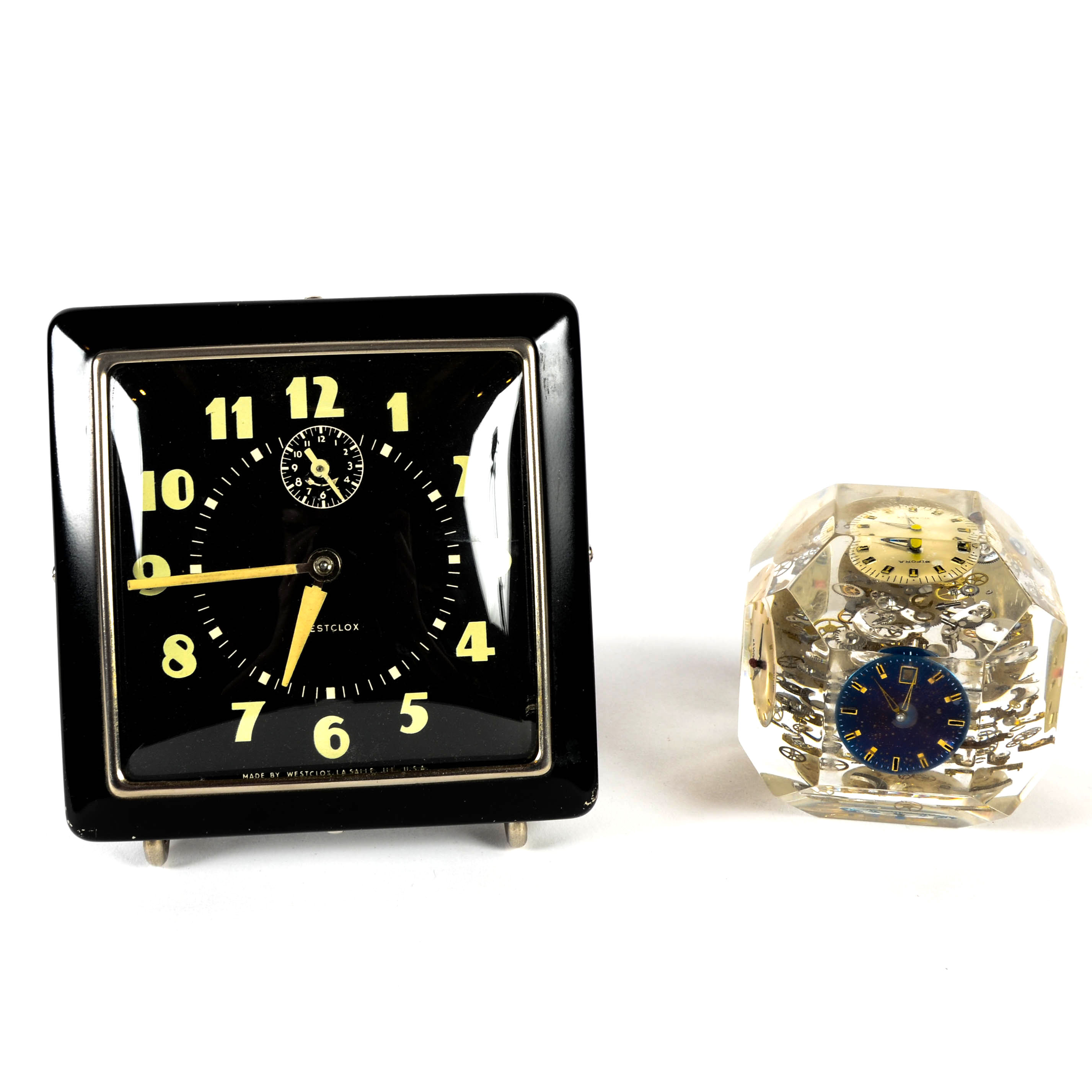 Westclox Alarm Clock and Clock Face Paperweight