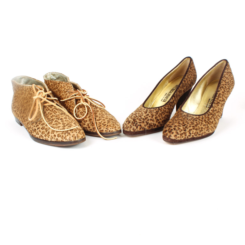 Two Pairs Bottega Veneta Cheetah Print Shoes