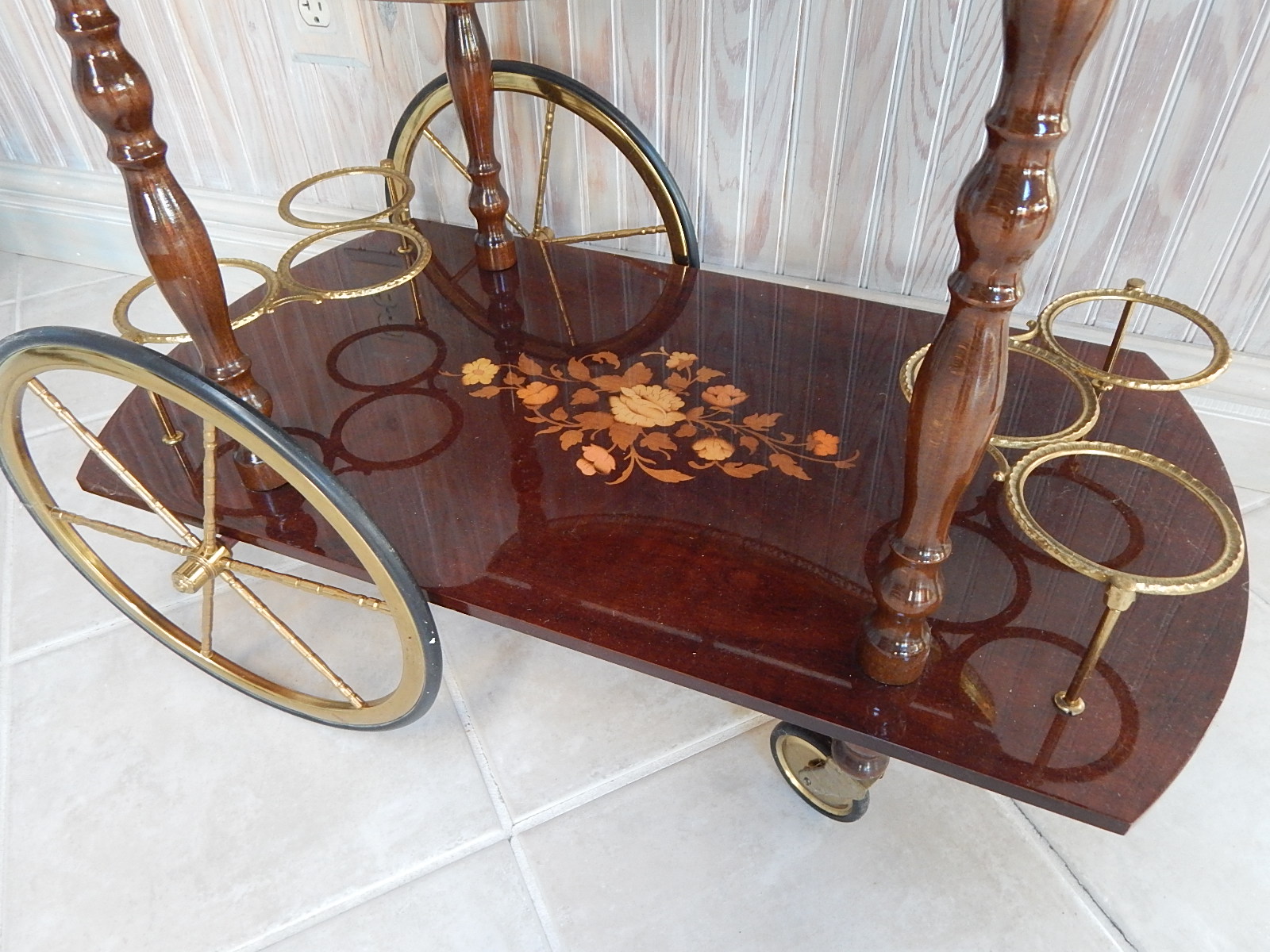 Italian Mahogany Inlaid Tea Cart