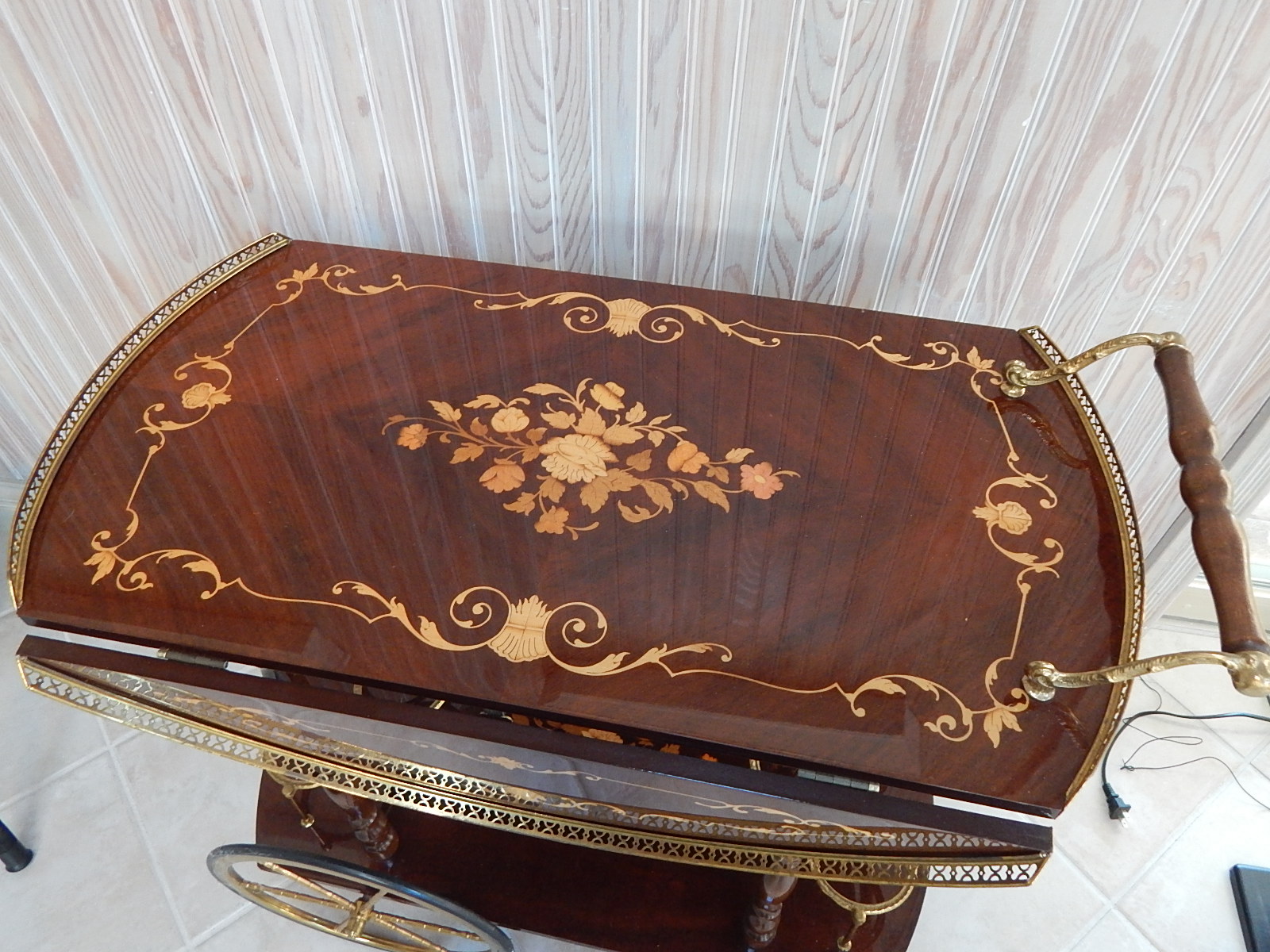 Italian Mahogany Inlaid Tea Cart