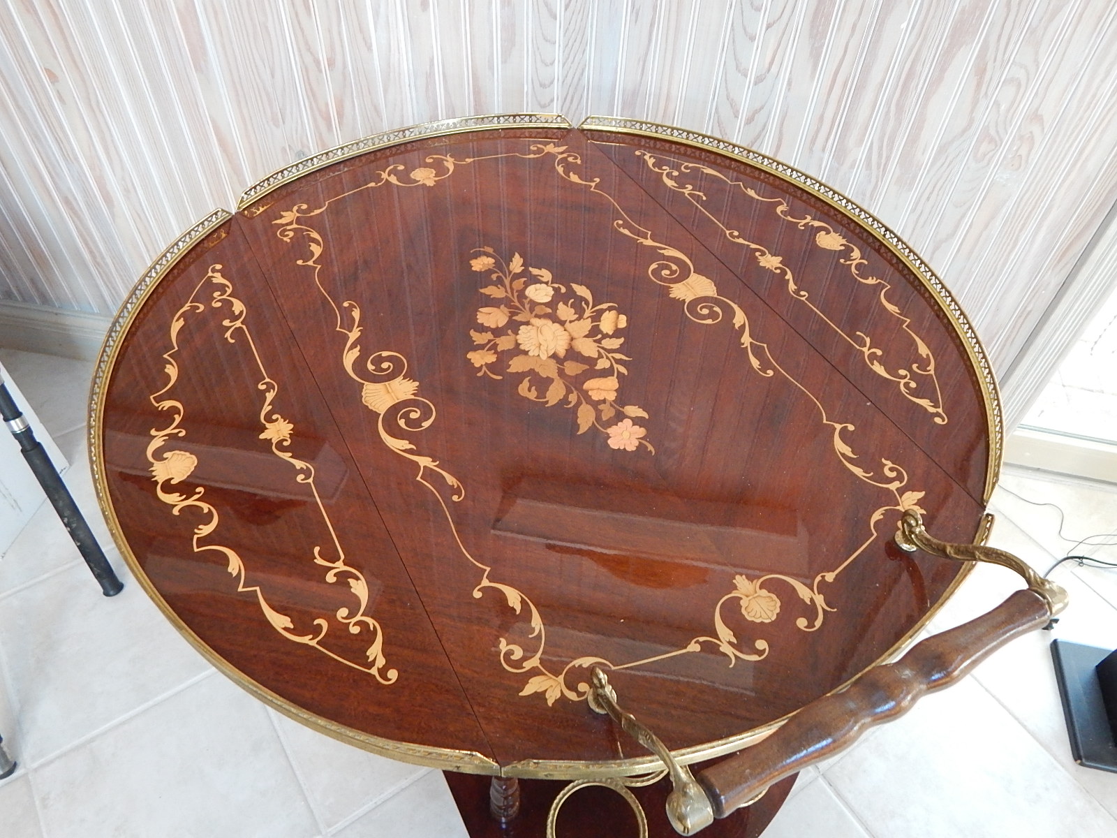 Italian Mahogany Inlaid Tea Cart