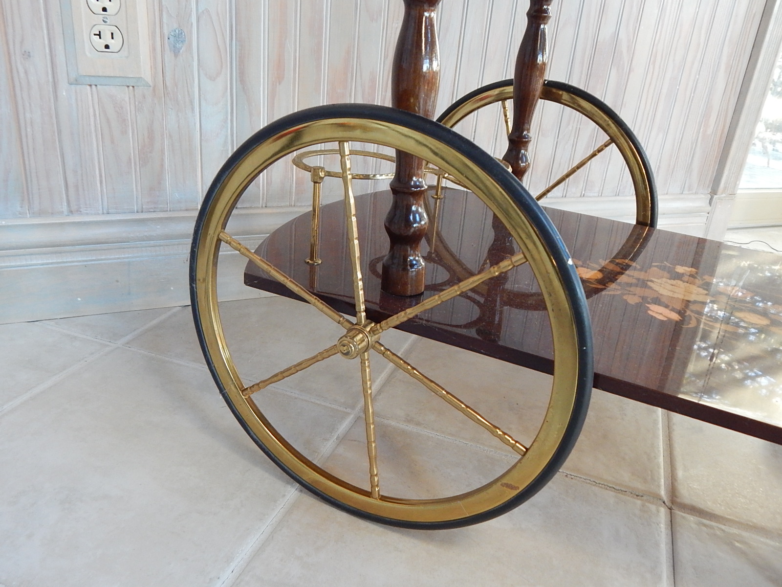 Italian Mahogany Inlaid Tea Cart