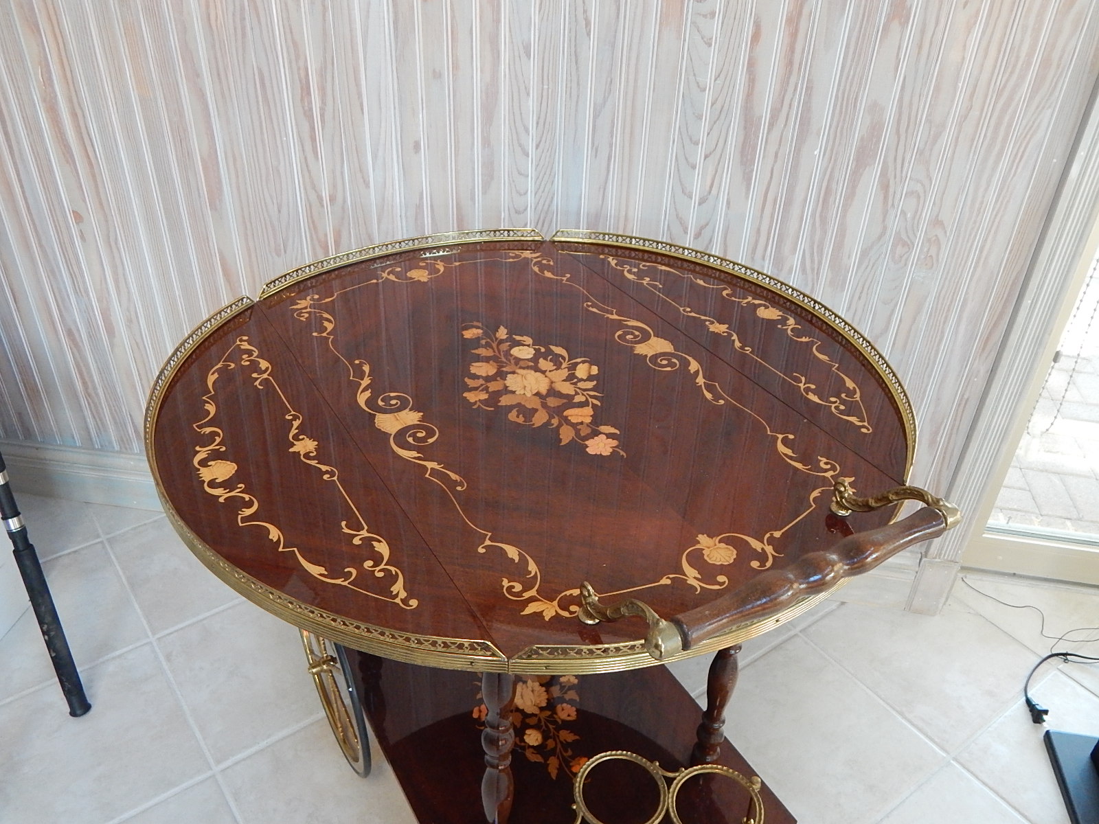 Italian Mahogany Inlaid Tea Cart