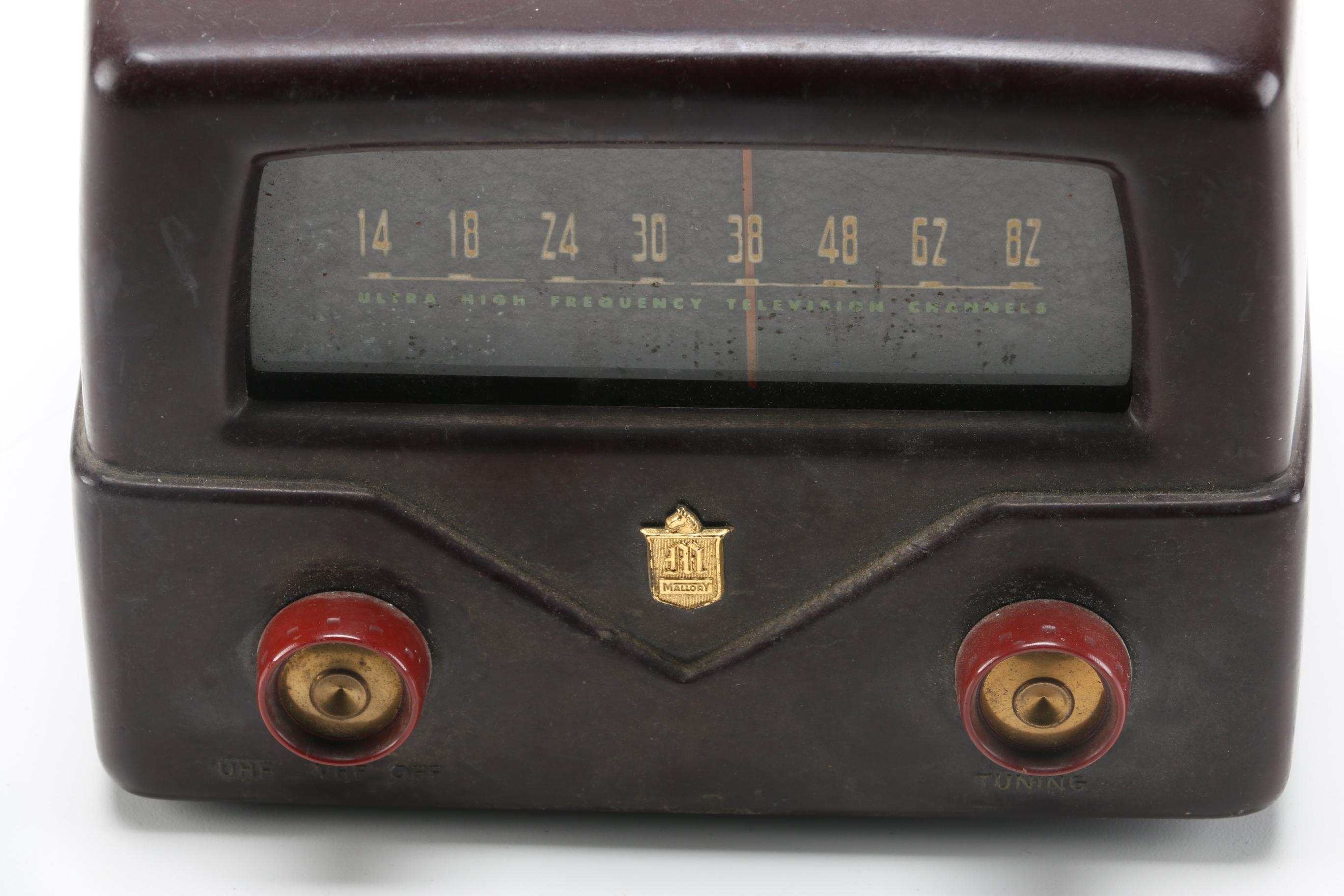 Bakelite Mallory TV Tuner and RCA "Radiola" Tube Radio