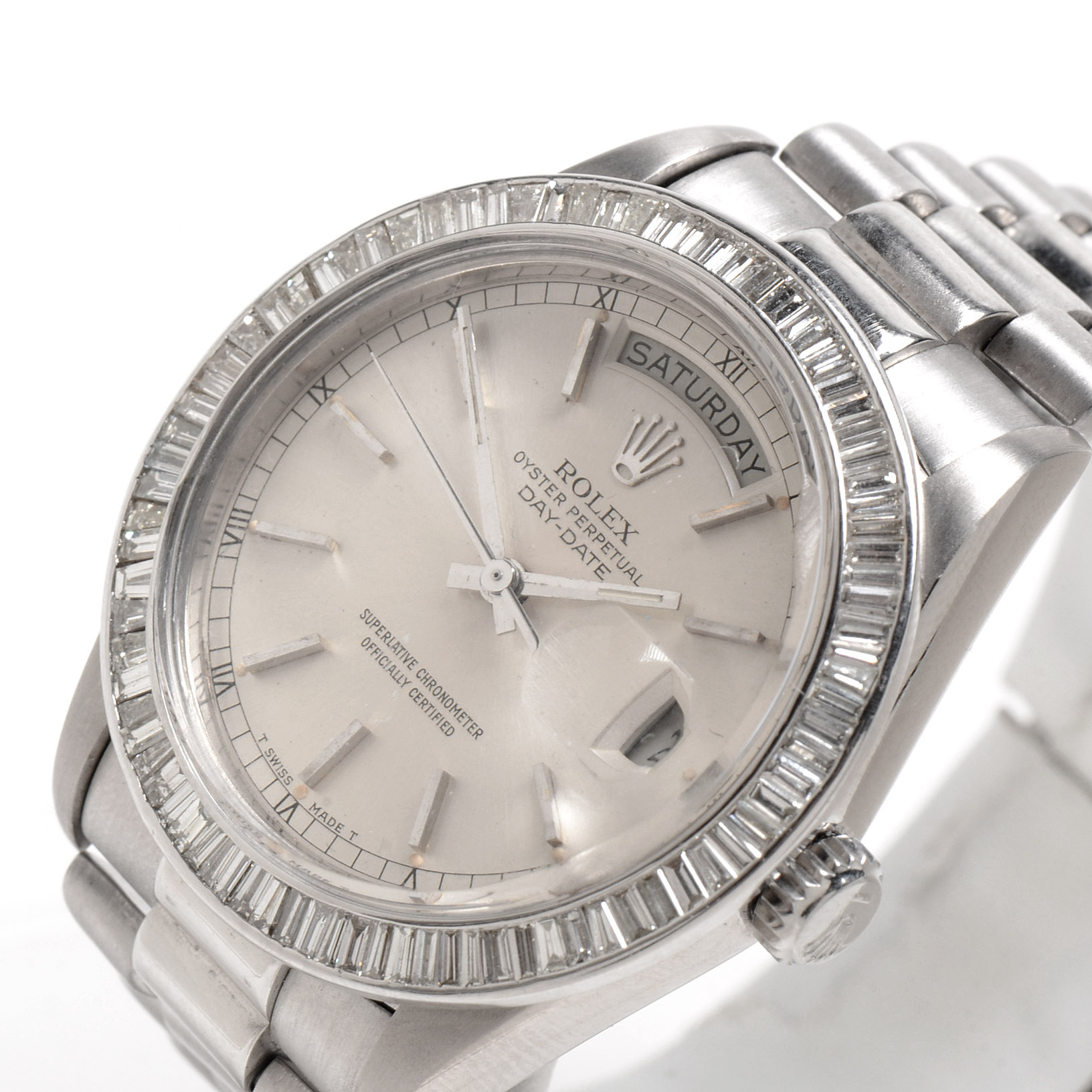 Men's Rolex Day Date 18K White Gold Diamond Watch