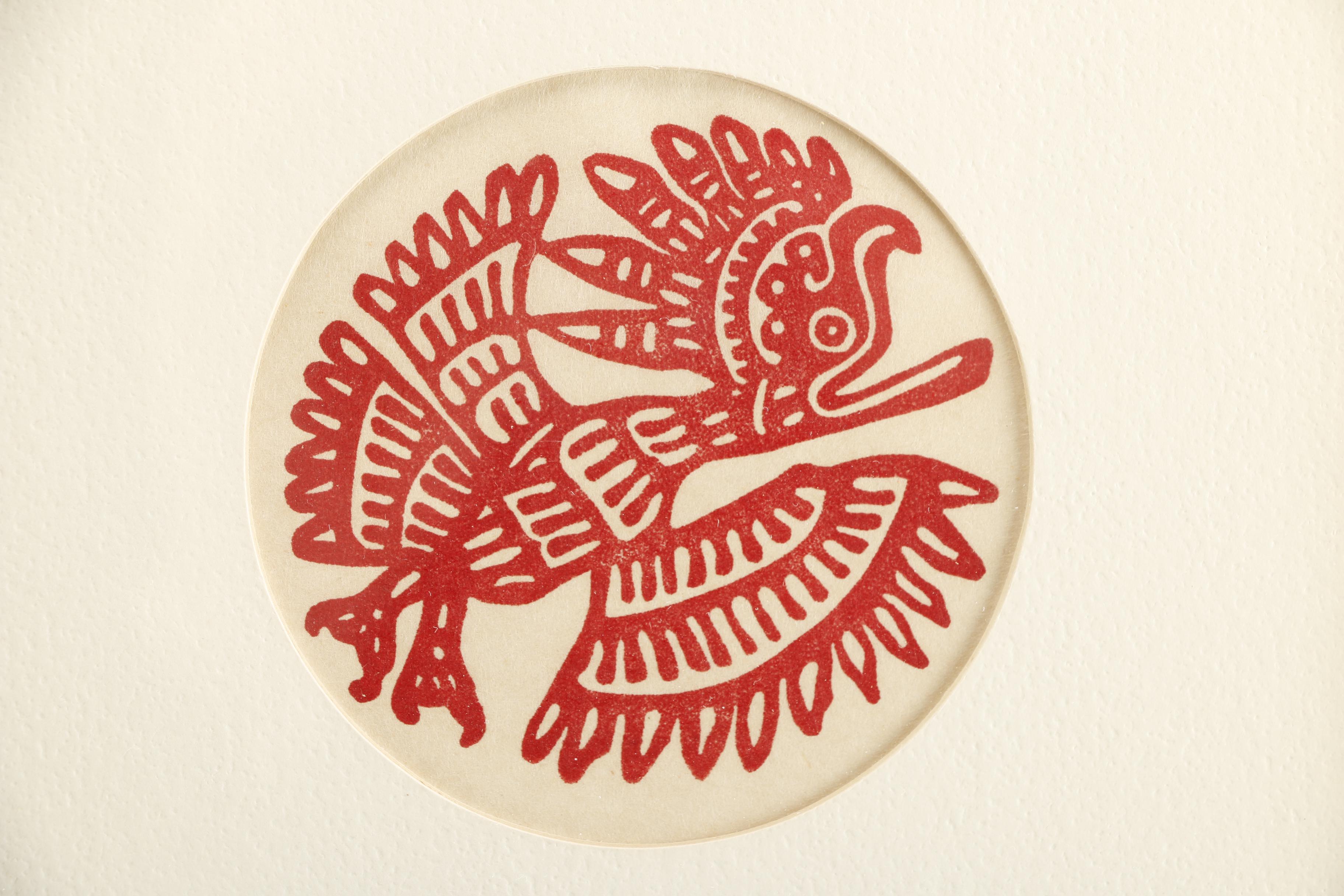 Allen Bjorkman Linoleum Prints of Mayan and East Asian Designs