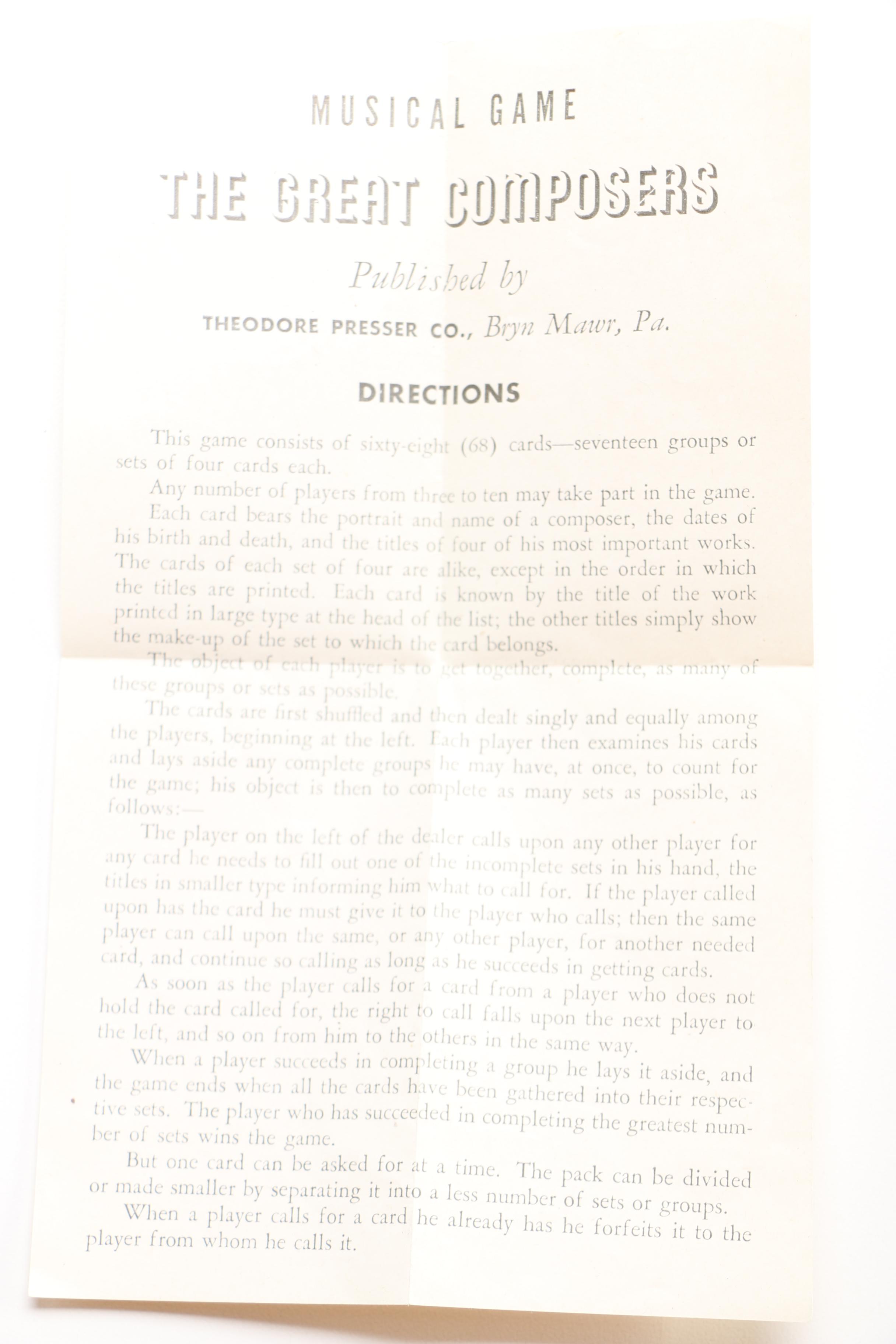 "The Great Composers" Musical Card Game