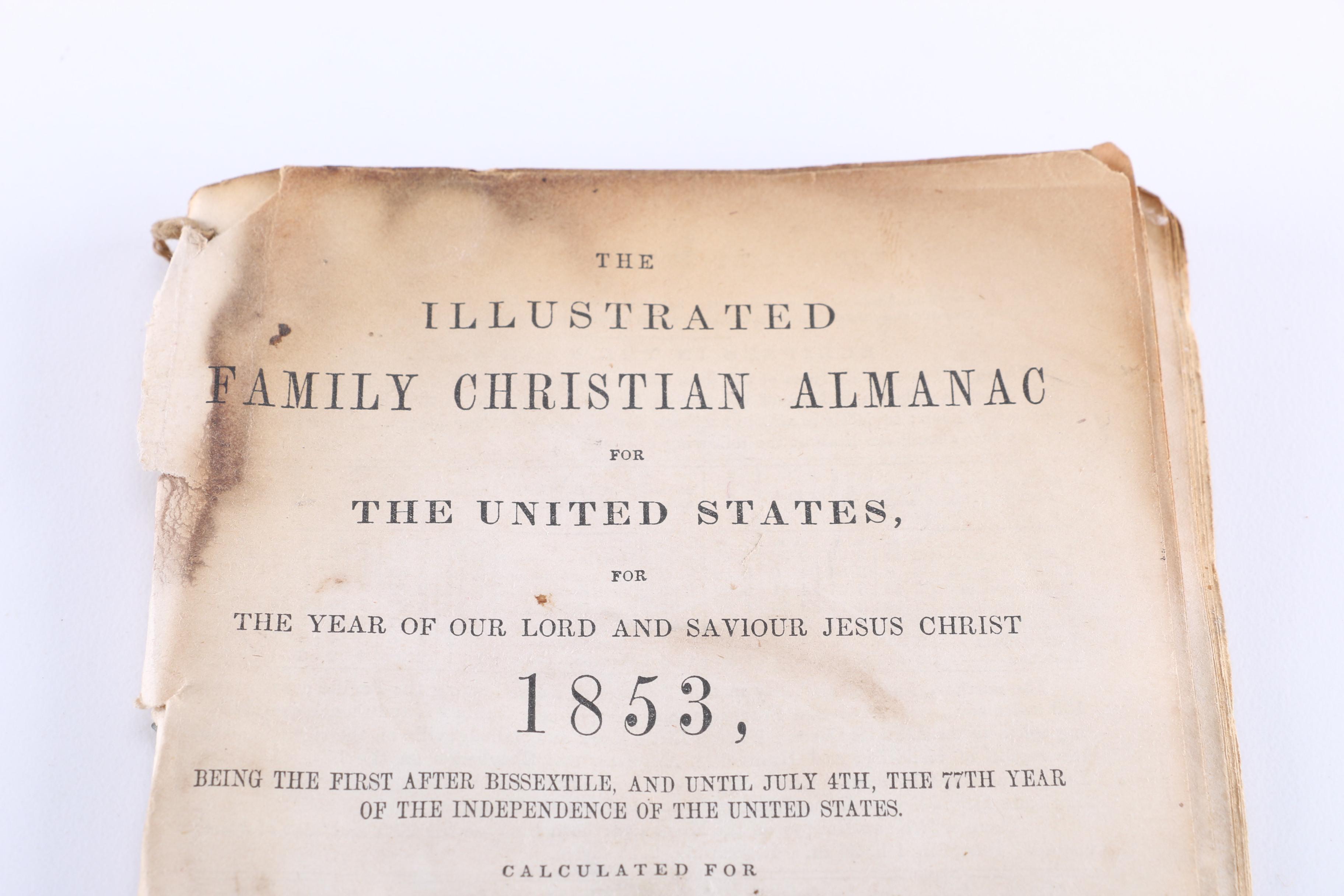 Antique Almanacs and "Bible Stories and Pictures" Book