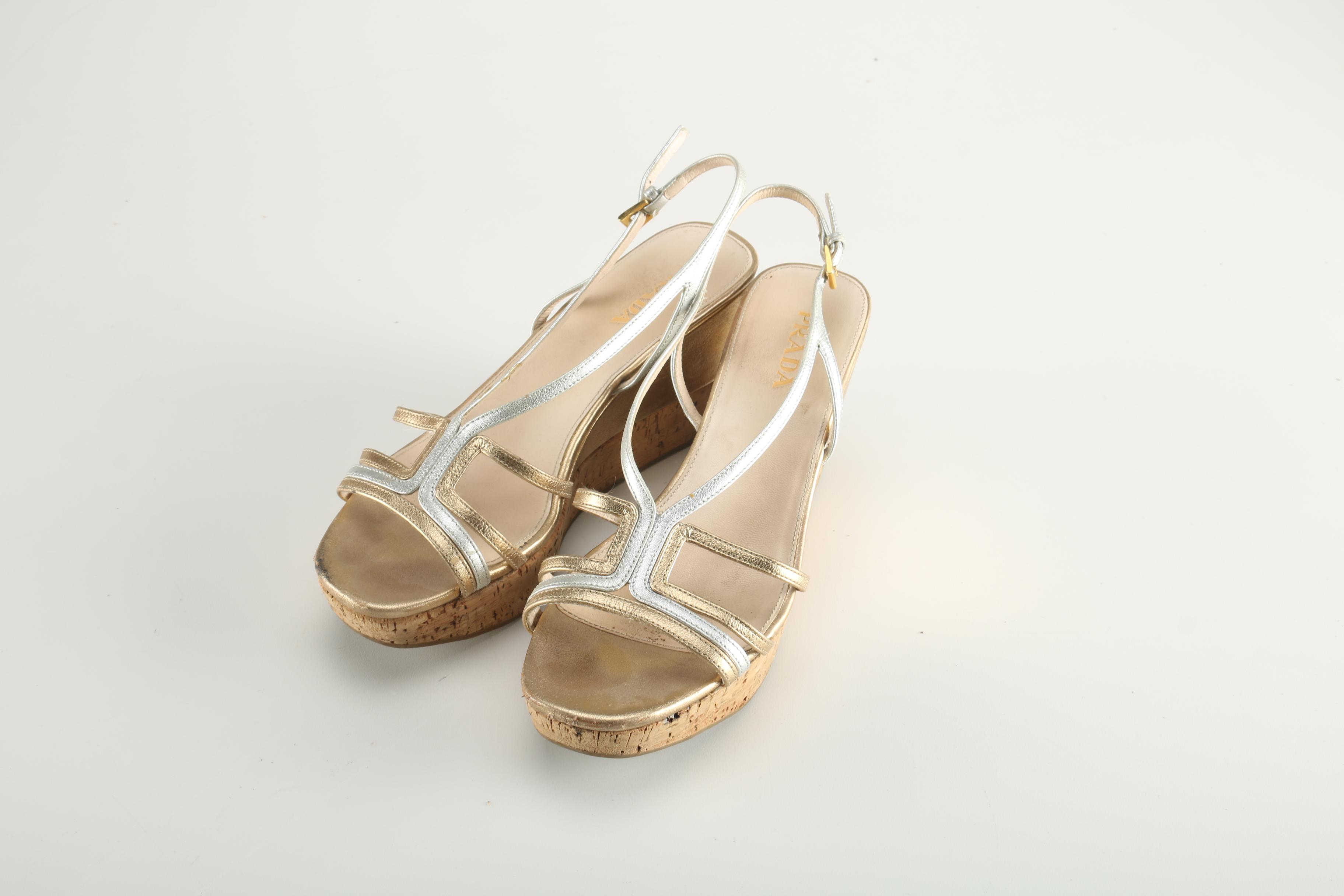 Selection of Prada Wedge Heel Sandals, Size 38