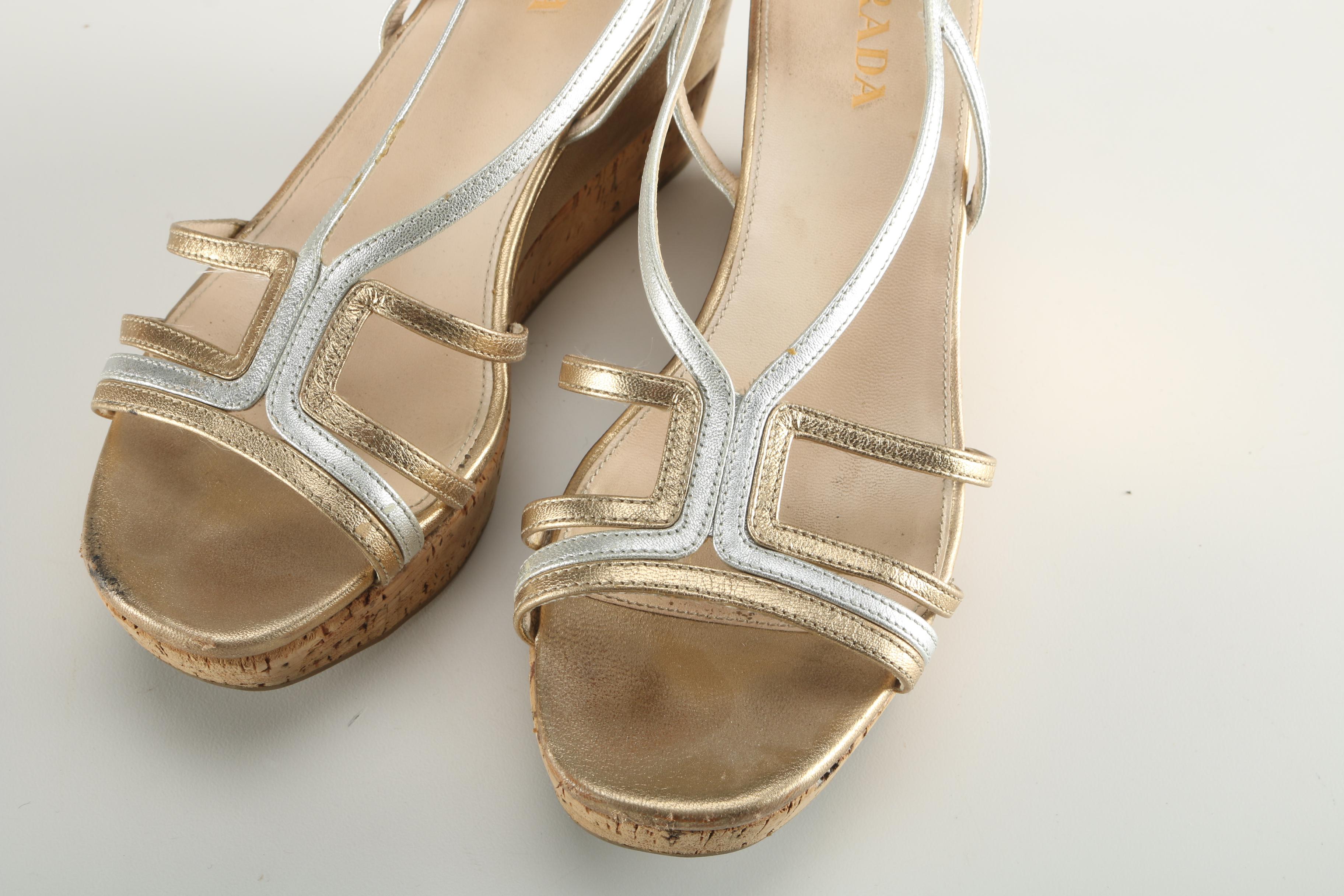 Selection of Prada Wedge Heel Sandals, Size 38