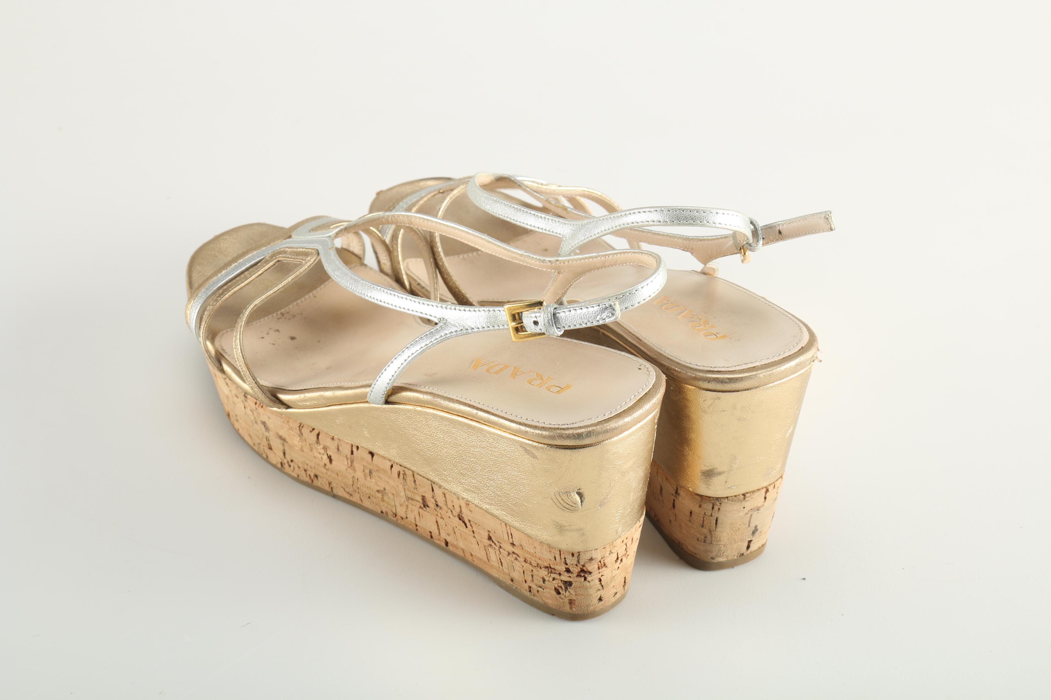 Selection of Prada Wedge Heel Sandals, Size 38