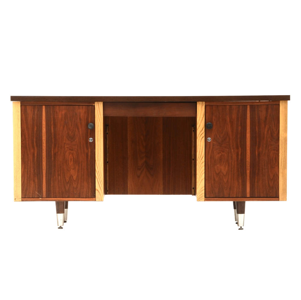 Mid Century Modern Kneehole Credenza Desk by Alma