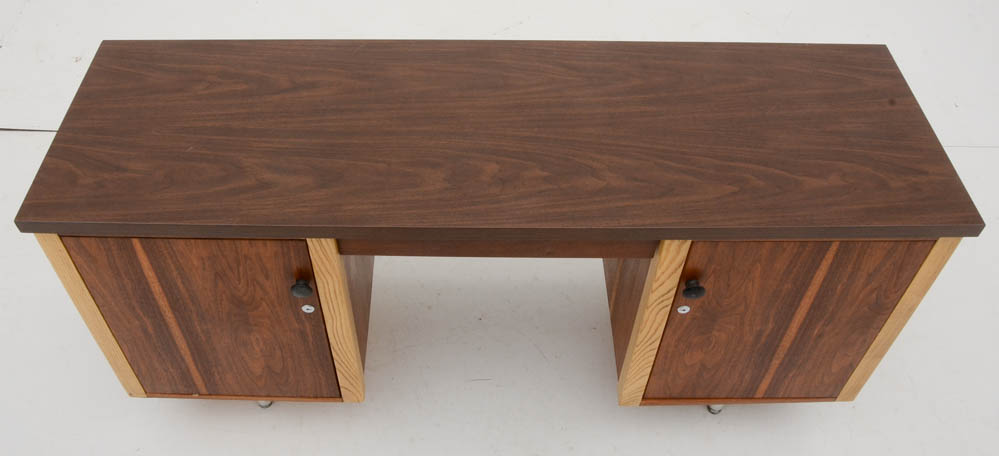 Mid Century Modern Kneehole Credenza Desk by Alma