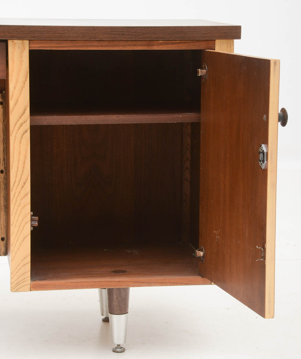 Mid Century Modern Kneehole Credenza Desk by Alma