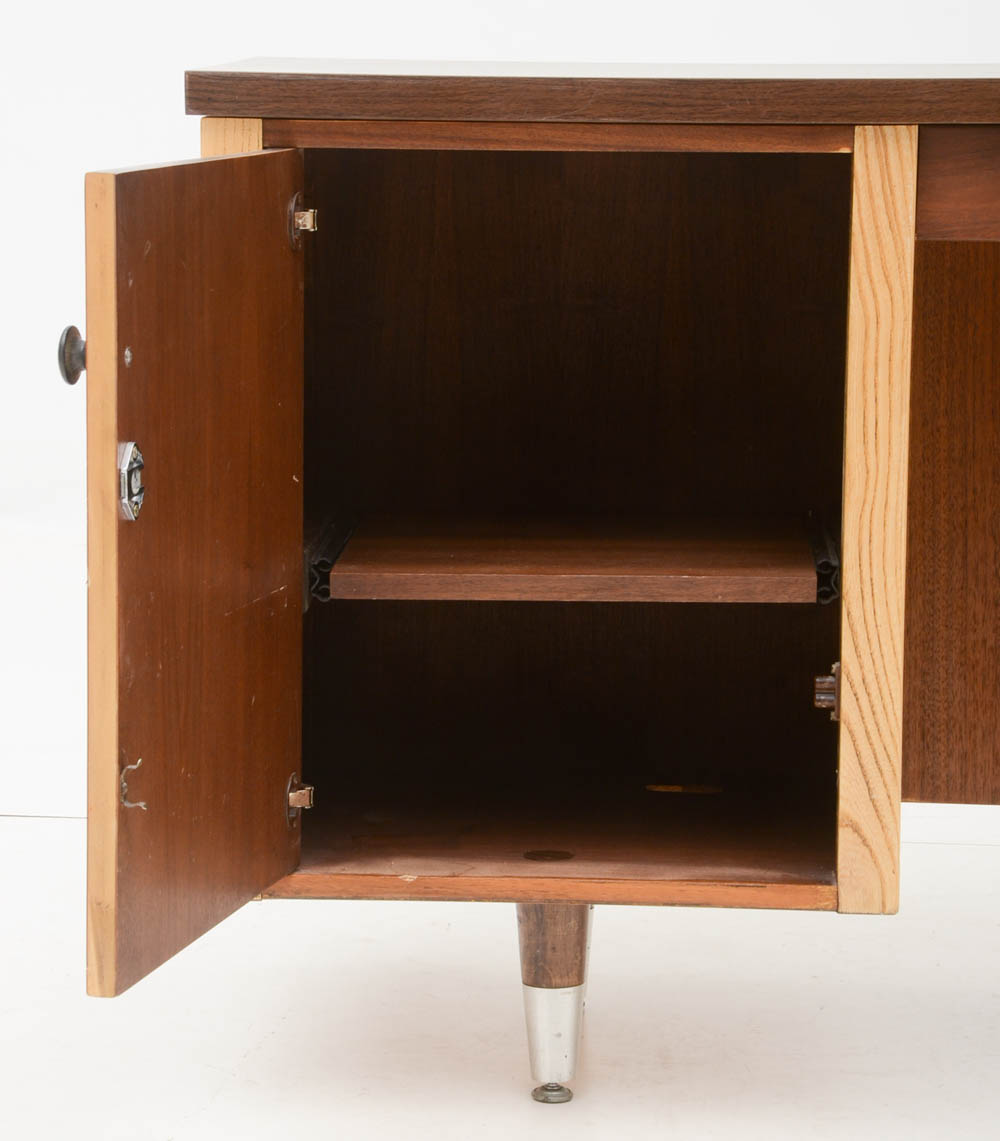 Mid Century Modern Kneehole Credenza Desk by Alma