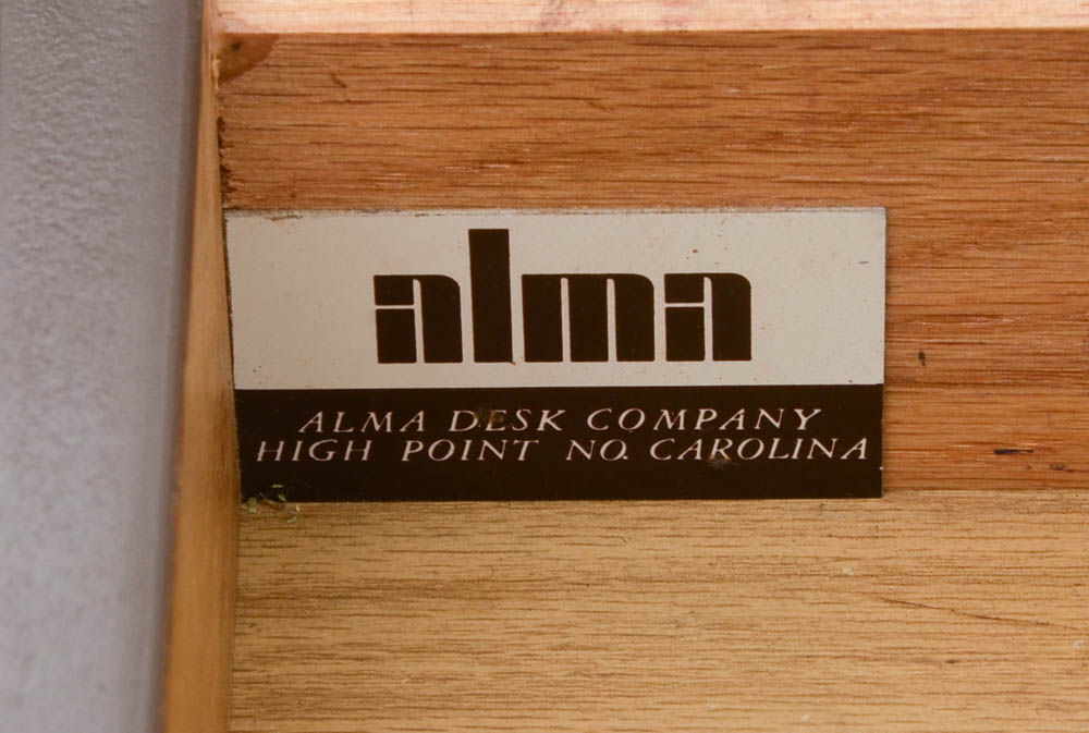 Mid Century Modern Kneehole Credenza Desk by Alma