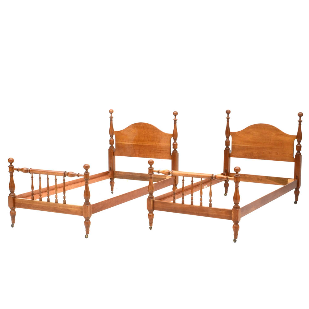 Pair of Kindel Twin Maple Beds